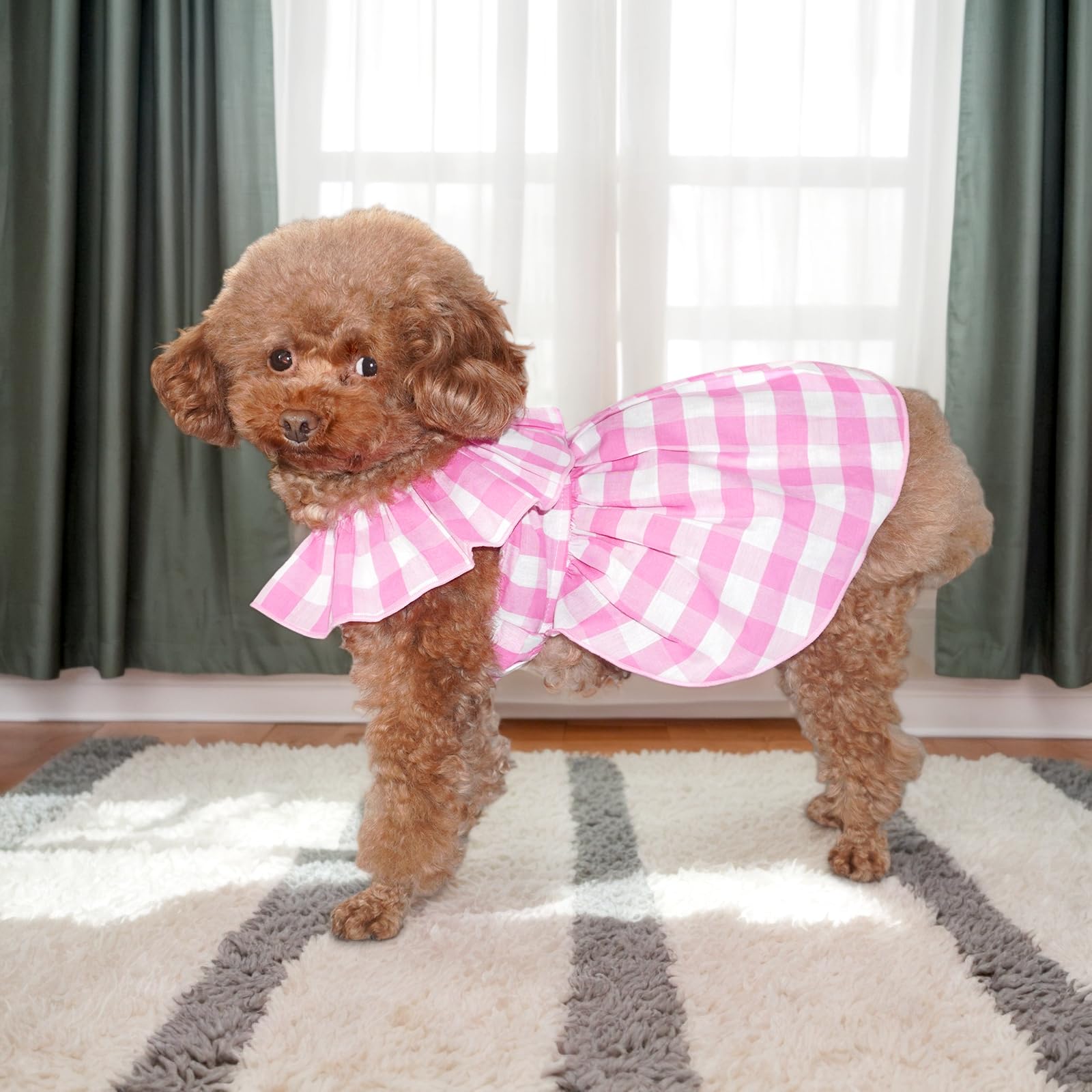 Topkins Dog Dress, Dog Princess Dress With Lace-Up, Dog Birthday Dress With Pretty Prints For Small Dog (Pink, M)