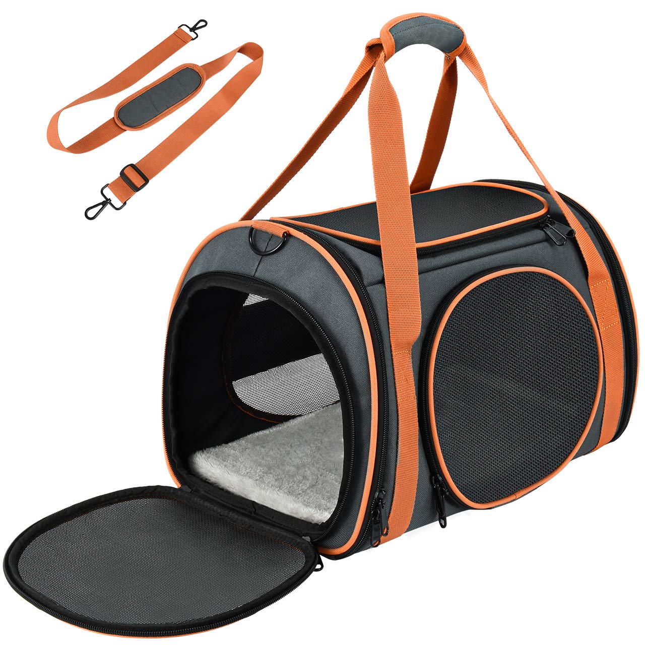 OKMEE Cat Carrier TSA Airline Approved with Ventilation for Small Medium Cats Dogs Puppies, Dog Carrier with Big Space, 5 Mesh W