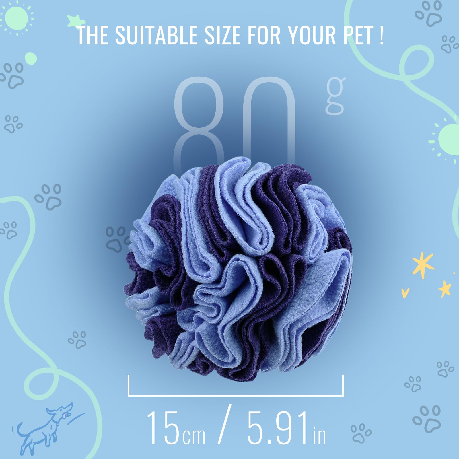 Larimuer Puzzle Sniffing Interactive Dog Ball For Blind Dogs Training & Stress Relief - Gradient Purple