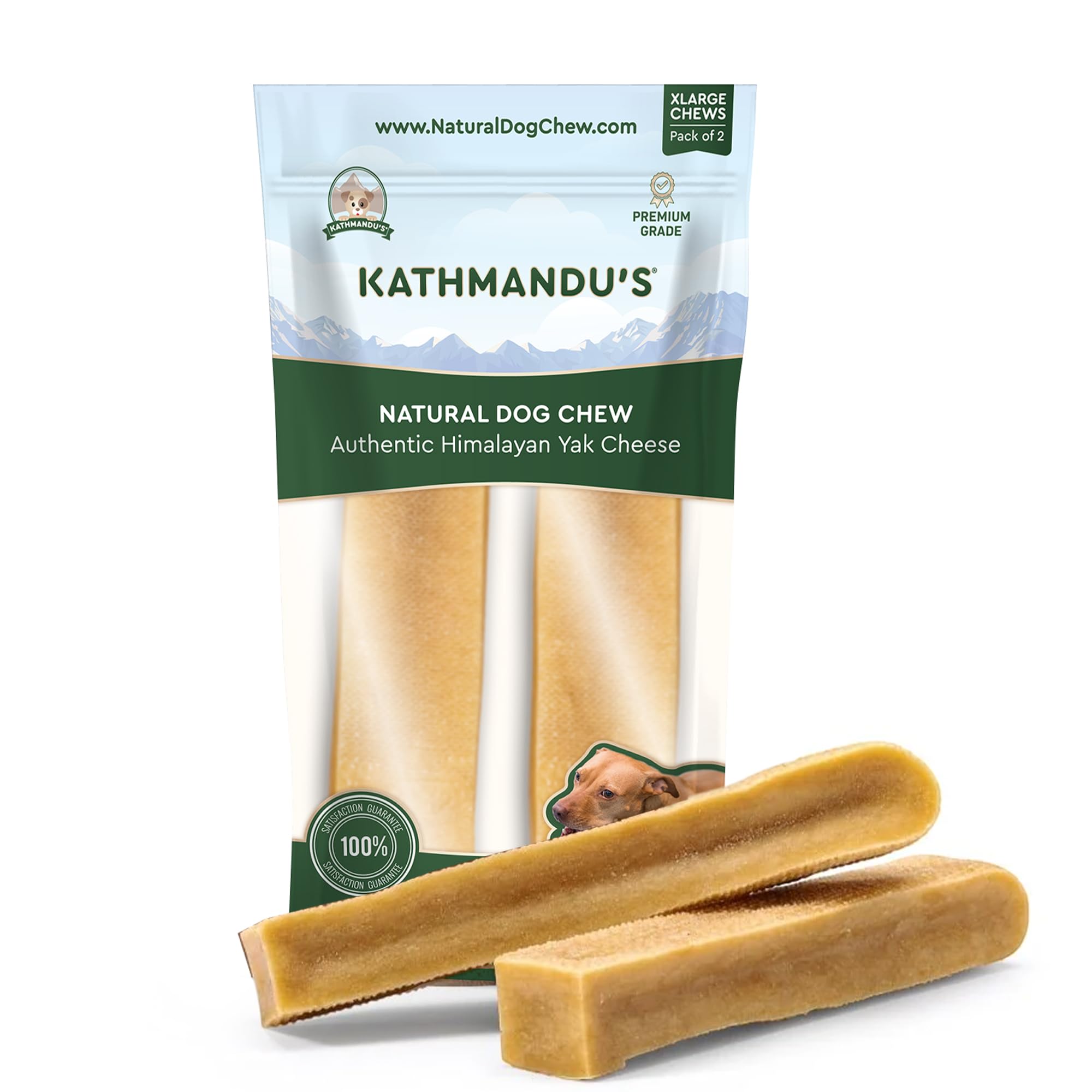 Authentic Himalayan Yak Cheese for Dogs - XLarge (Pack of 2) - Sourced from Pristine Himalayan Foothill, Rawhide-Free, NO preser