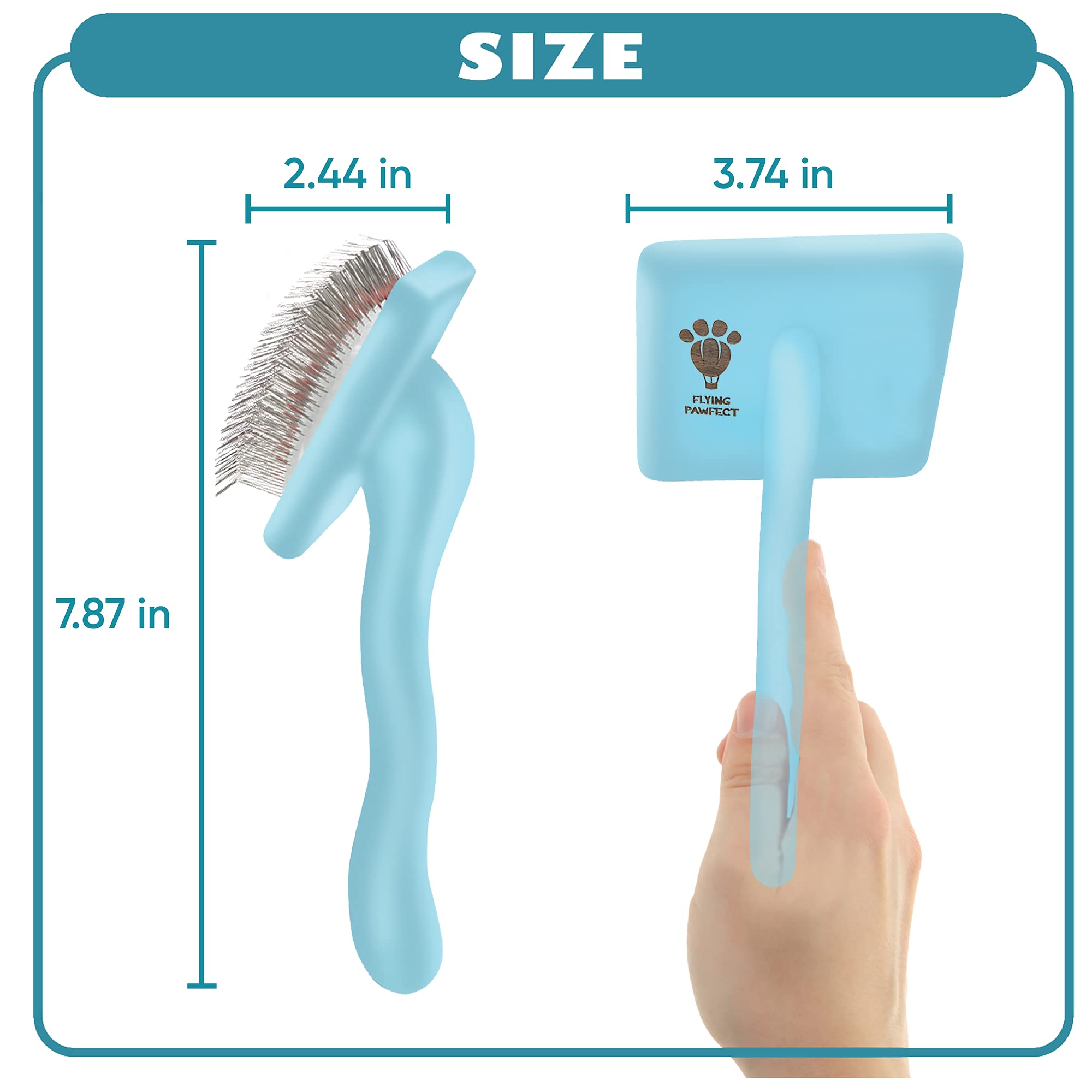 Pet Slicker Brush With Soft Massage Grooming Stainless Steel Pins - Slide This Universal Miracle Coat Slicker Brush for Demattin