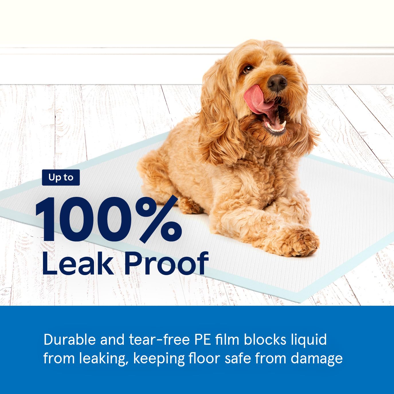 Stack Man Puppy Pads - 100-Count Leak-Proof Dog Pee Pads, Quick-Dry, 22" x 22", Blue