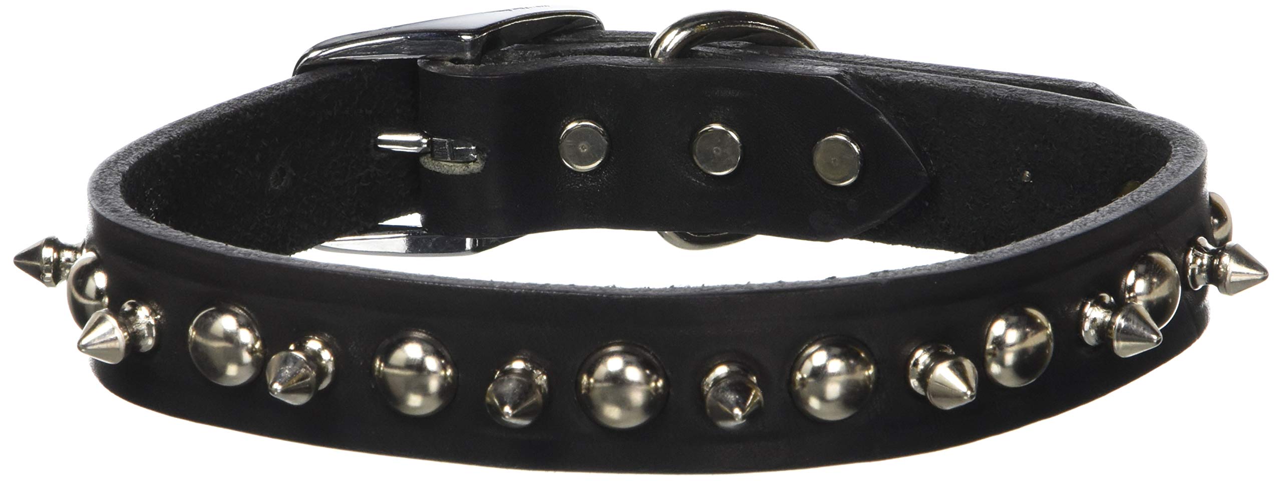 Omnipet Leather Brothers 100Lks-Bk22 1 X 22-Inch Regular Spiked And Studded Latigo Leather Dog Collar, X-Large, Black