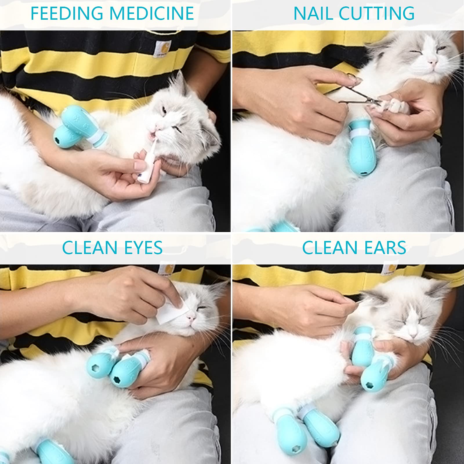 4Pcs Cat Boots For Cats Only Paw Covers Protectors Claws Shoes Paws Wound Boot Silicon Anti Scratch Cat Mittens For Bathing, Nai