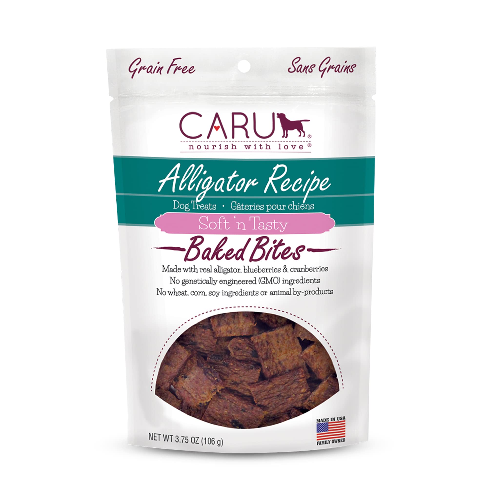 CARU - Soft n Tasty Baked Bites - Alligator Bites Dog Treats - Flavorful Training Treats - 3.75 oz