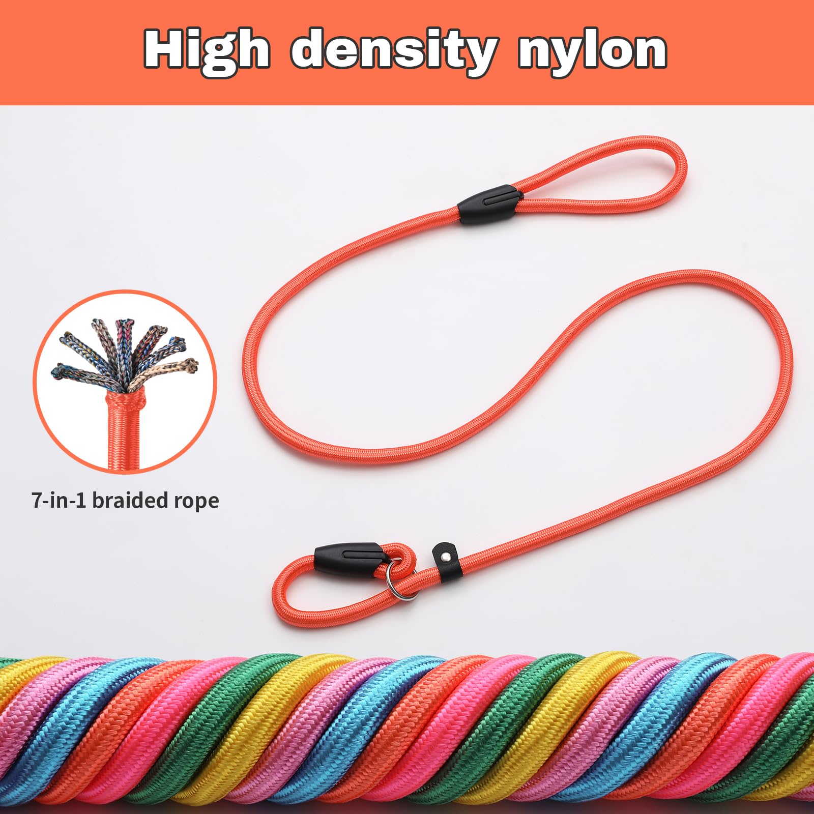 Fovrlzse 6 - Piece Set! Premium No - Pull Slip Lead Dog Leashes - 5Ft Heavy - Duty Rope For Small & Medium Dogs In A Vibrant 6 -