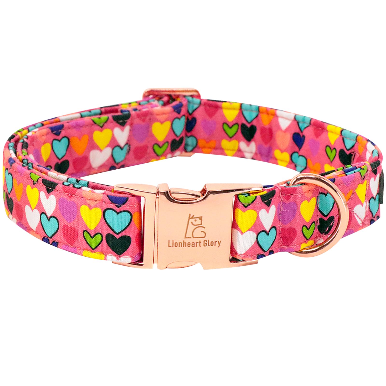 Lionheart Glory Valentine Collar, Hearts Dog Collar For Large Cute Dog Collars Spring Female Pet Gift Adjustable Heavy-Duty Dog 