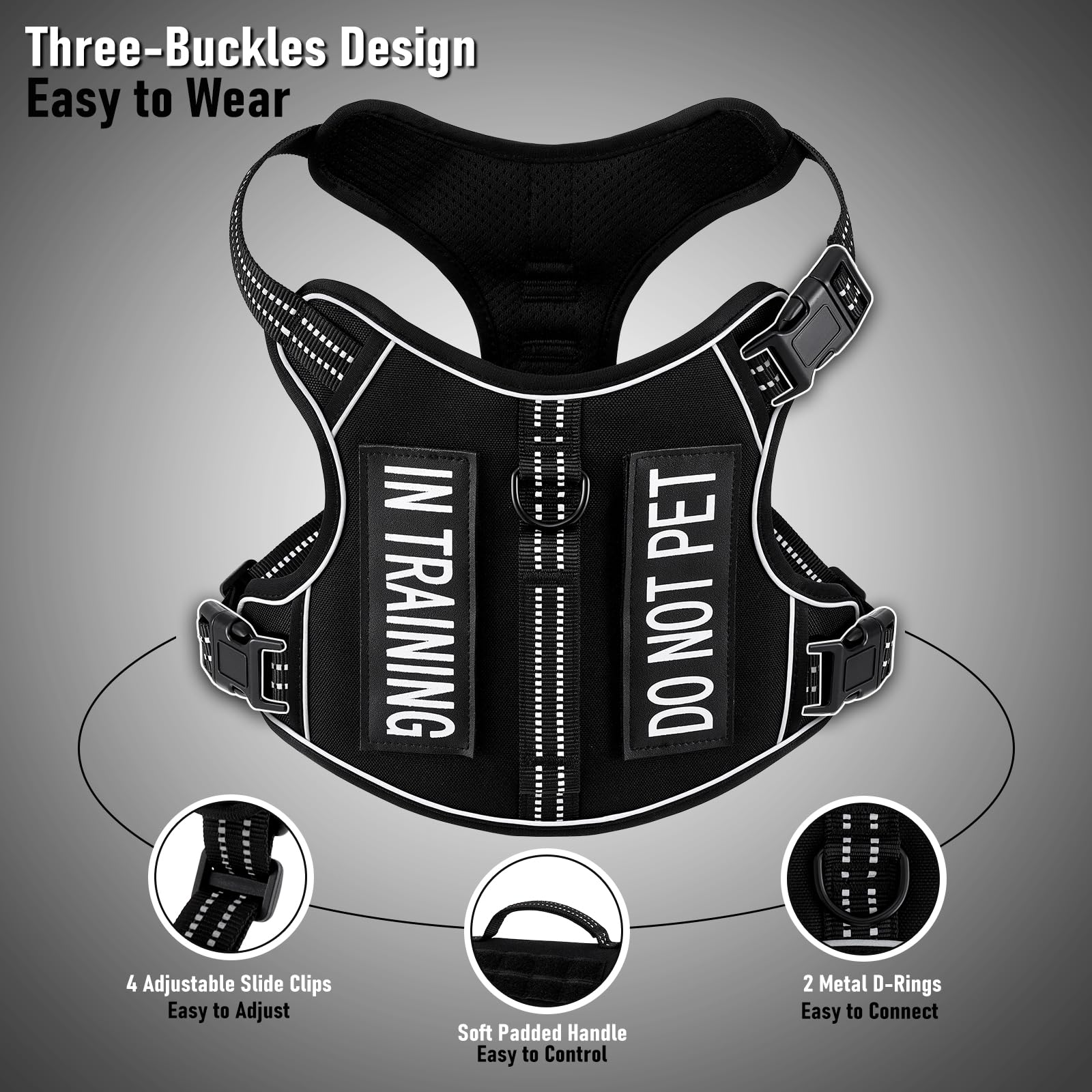 Extra Small Dog Harness, No-Pull Pet Harness With 2 Leash Clips, Adjustable Soft Padded Dog Vest, Reflective No-Choke Pet Oxford