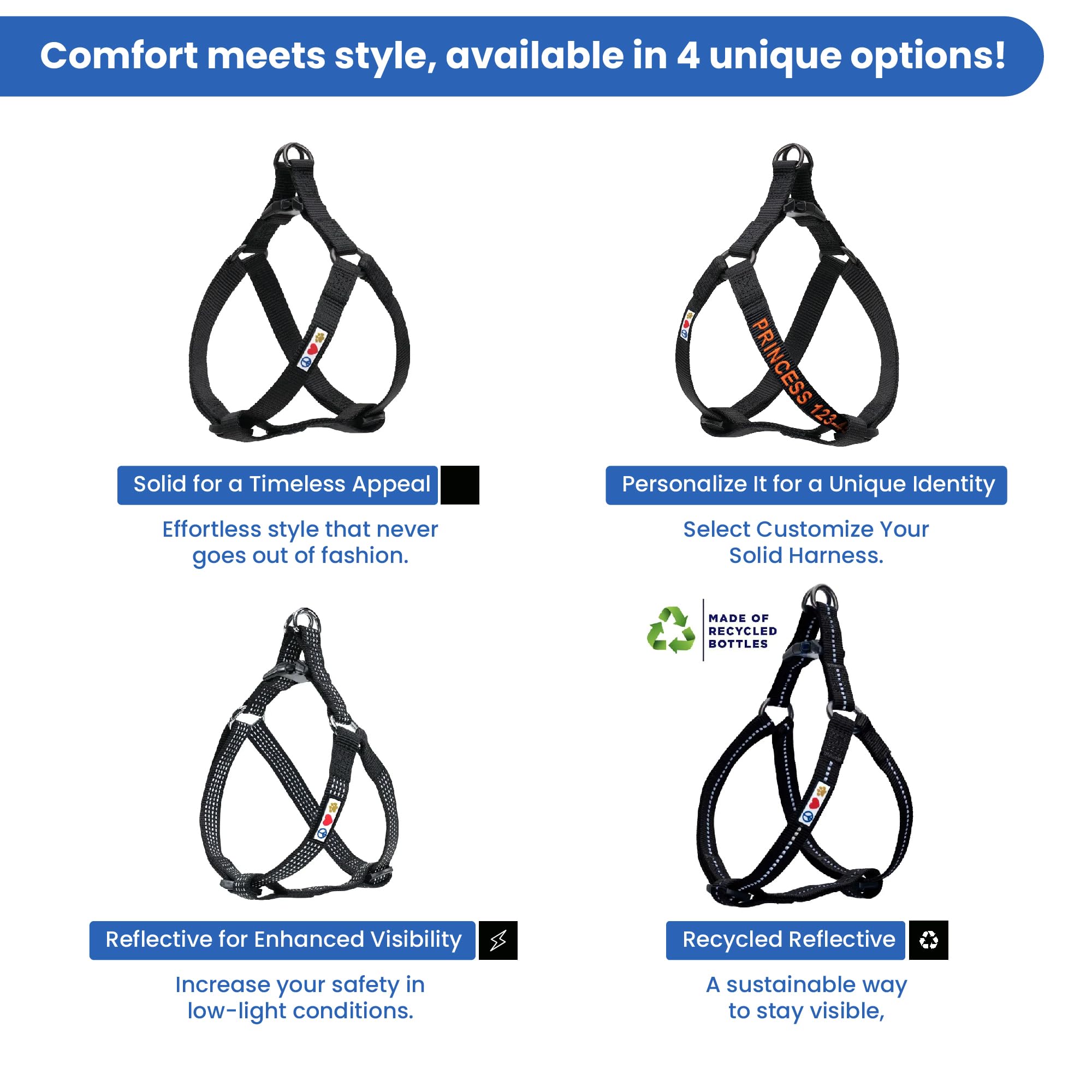 Pawtitas Dog Harness Small Sized Dog Black Dog Harness Step in from a Senior Dog to a Puppy Harness Adjustable Reflective Dog Ha
