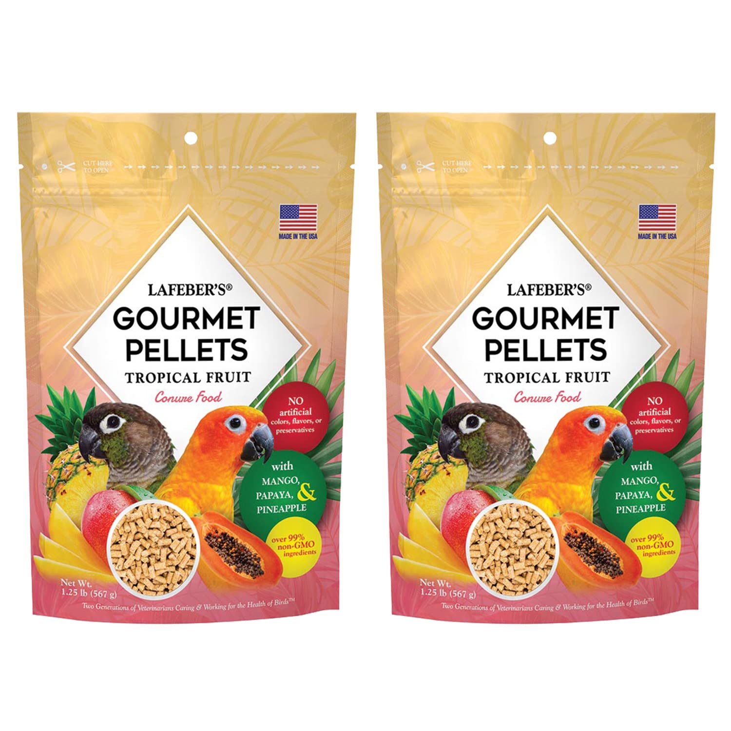 LAFEBERS Tropical Fruit Gourmet Pellets Pet Bird Food, No Added Sugar, Made with Non-GMO and Human-Grade Ingredients, for Conur
