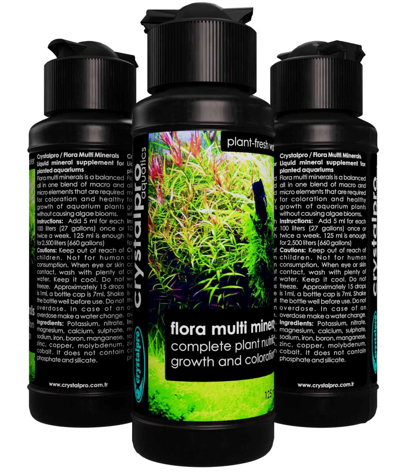 CrystalPro Flora Multi Minerals Aquarium Fertilizer - All-in-One Plant Food for Healthy Growth - 16.9 Fl Oz