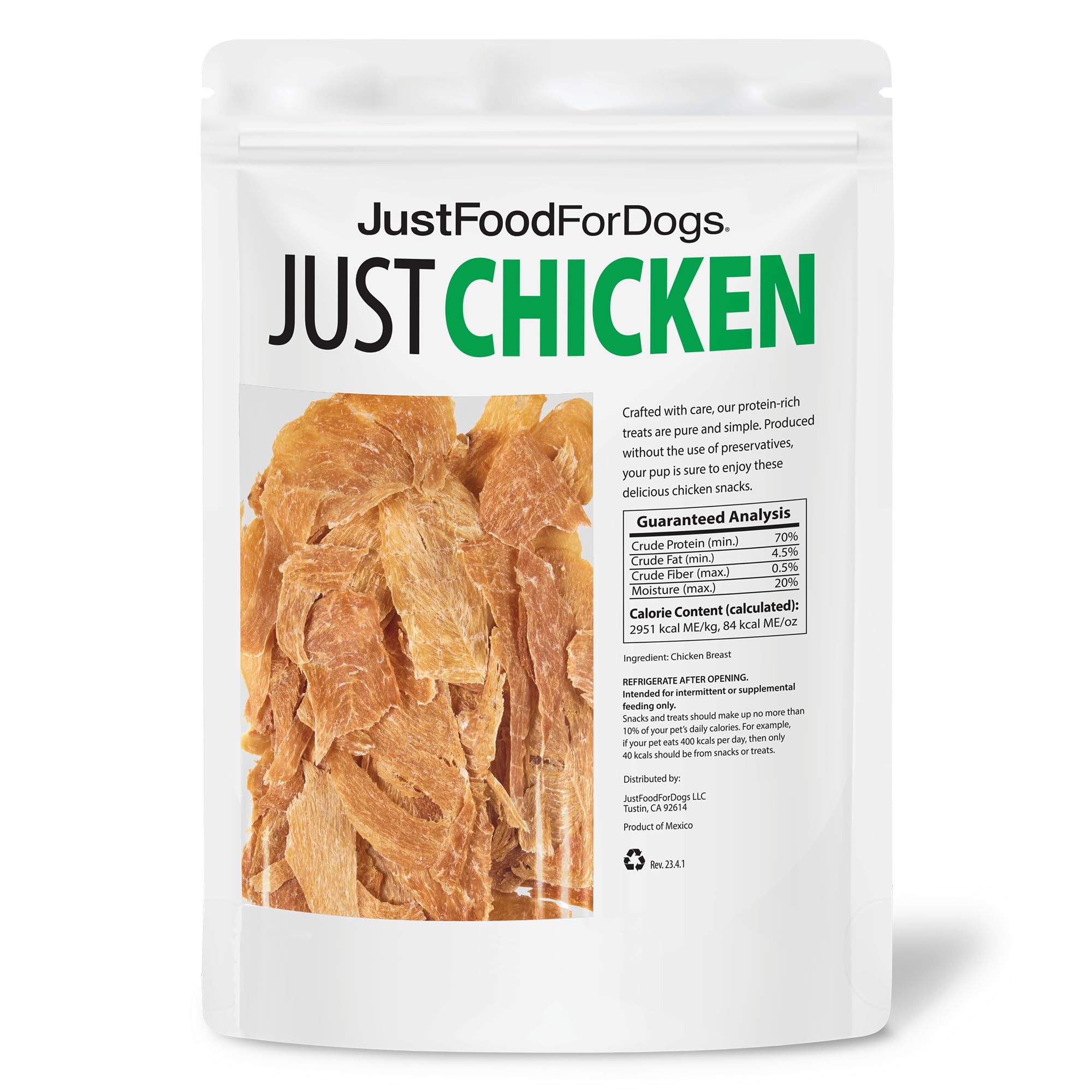 JustFoodForDogs Snack for Dogs, Single-Ingredient Chicken Healthy Dog Treats, 18 oz