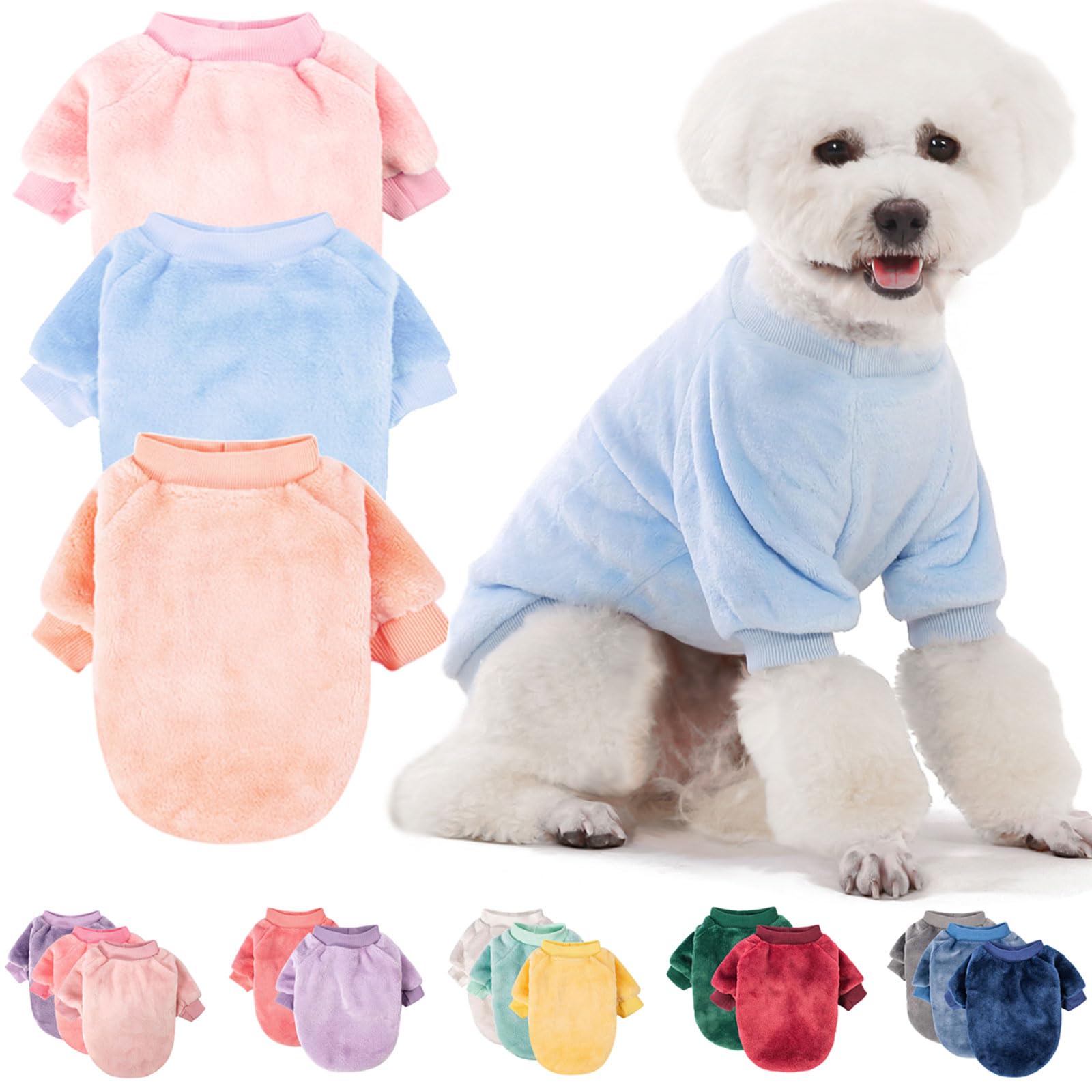 Fabricastle Dog Sweaters, 3-Pack Dog Clothes For Small Female Dogs & Cats, Soft And Warm Pet Coats Xxs - Xl, Winter Pet Jackets,