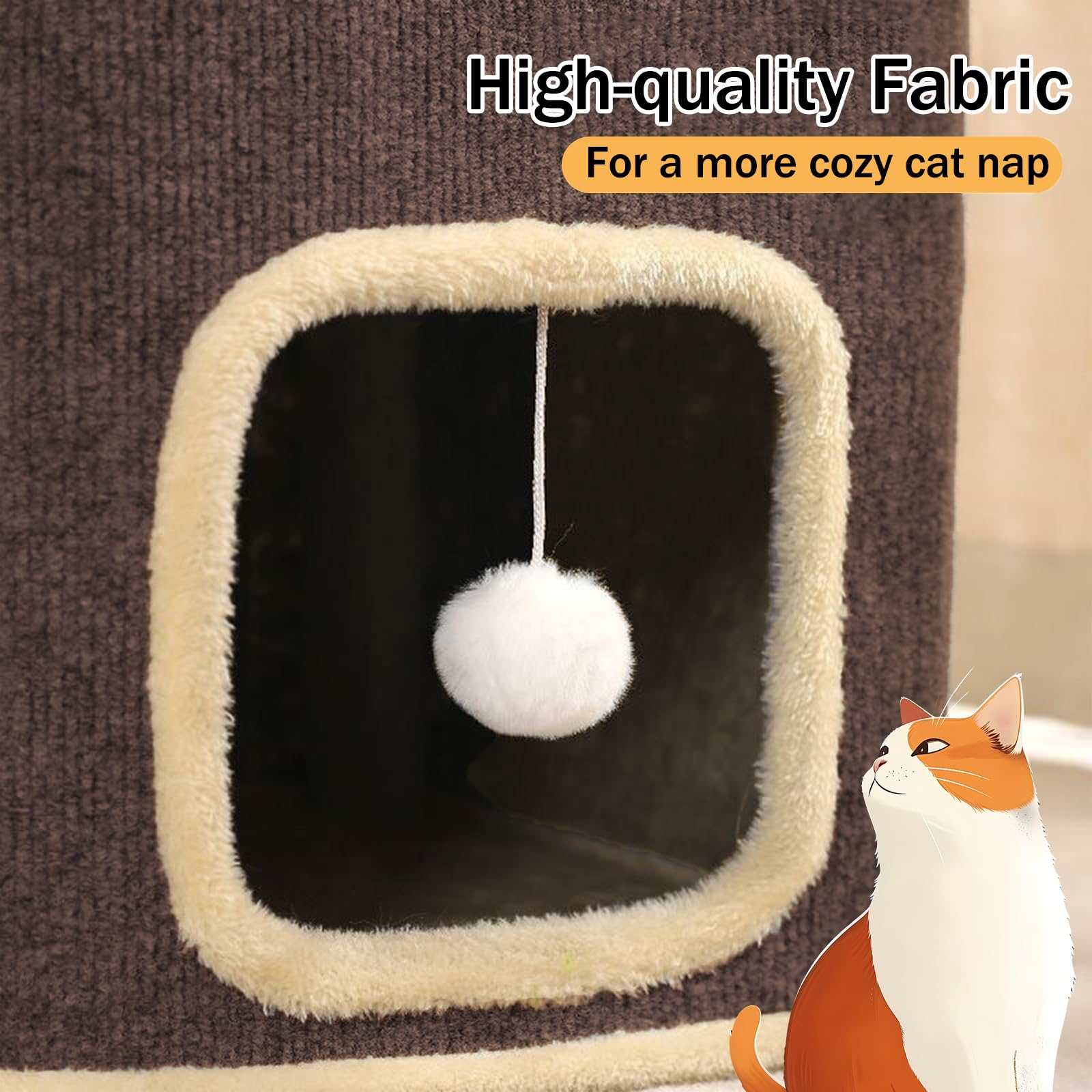 Pempet Cat House For Indoor Cats Beds, Multi-Level Cat Condo Foldable Cat Cave (3-Level)