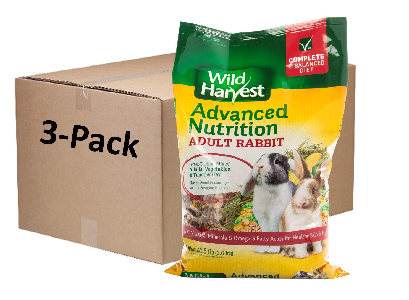 Wild Harvest Advanced Nutrition Adult Rabbit 8 Pounds, Complete and Balanced Diet, Pack of 3 (G19808-CAS)