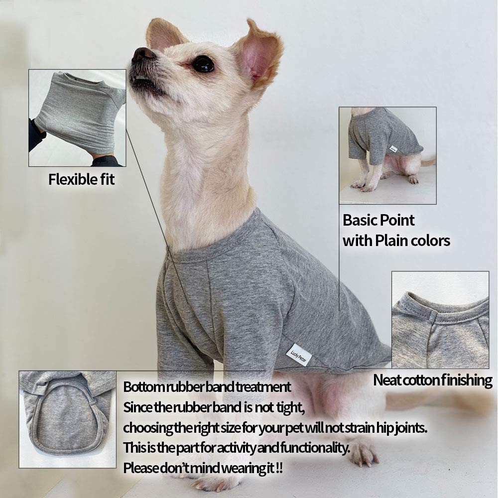 Lucky Petter Dog Shirt For Small Dogs Plain T-Shirts Soft Breathable Dog Cotton Shirt Pet Clothes (3X-Large, Black)