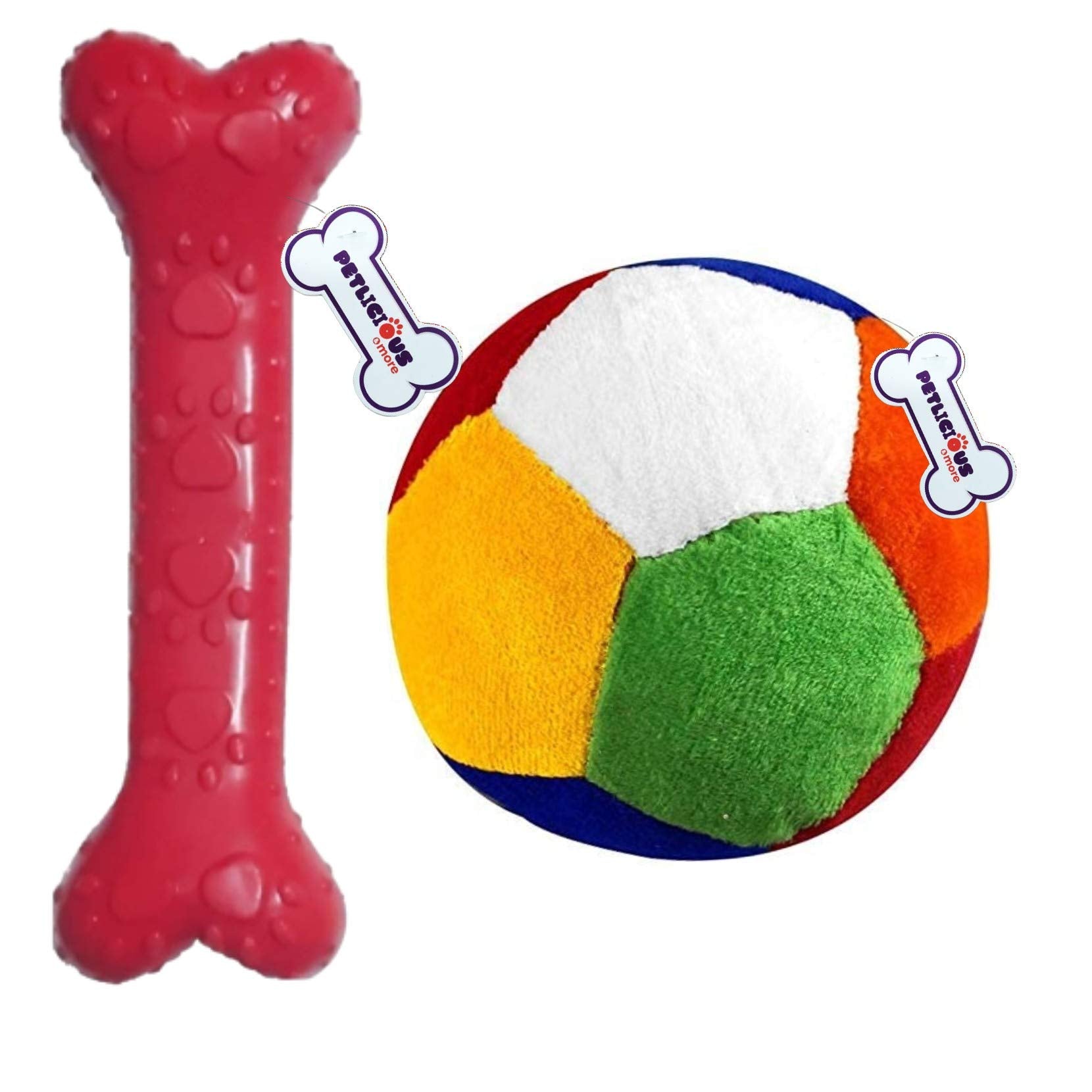 Petlicious & More Dogs & Puppy Ball Toys Rainbow Ball Dogs Ball Dogs Chew Toys Spikes Bone Toy Dumbbell For Dogs & Puppy (Combo 