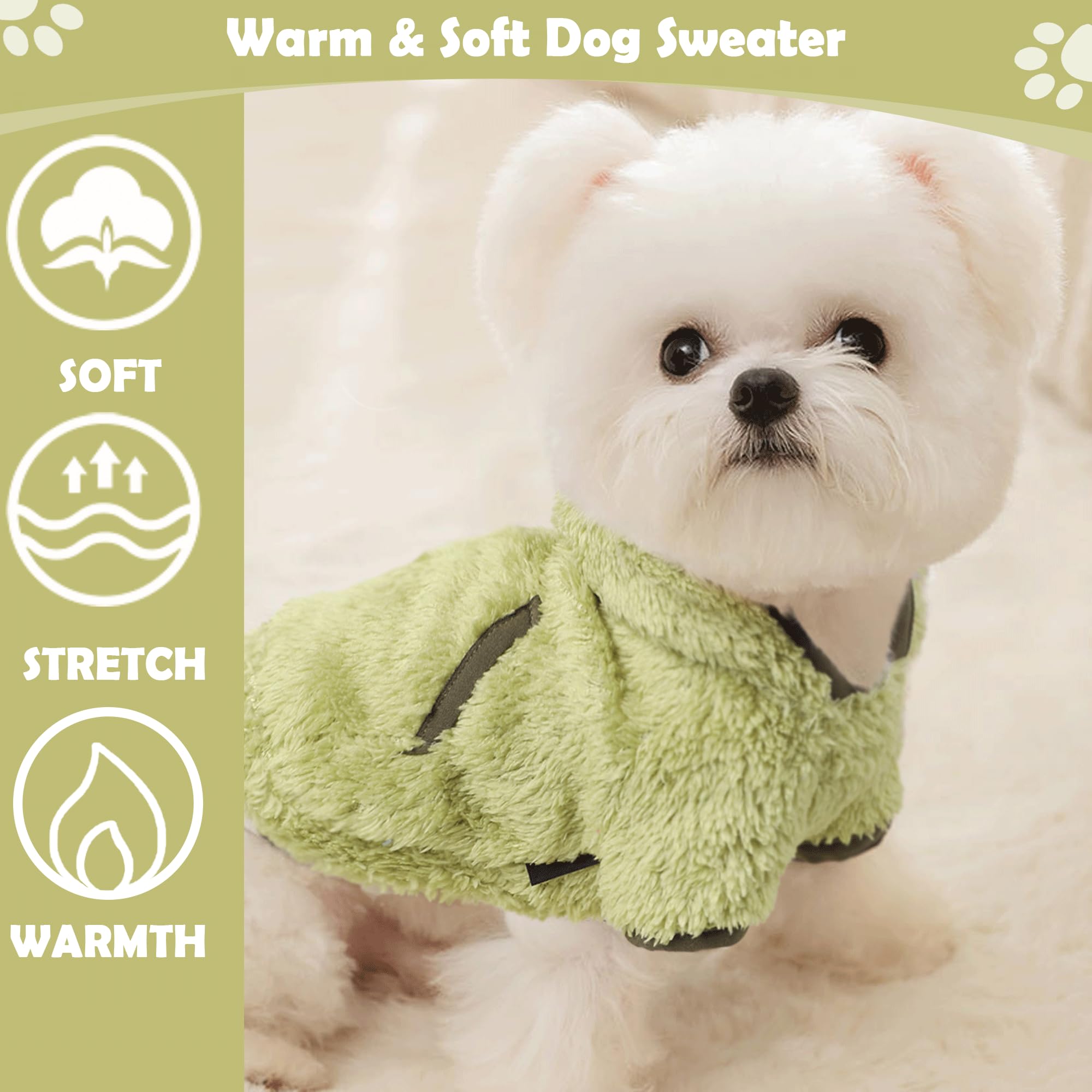 Small Dog Sweater Fleece Dog Hoodie Girl Boy Winter Warm Puppy Clothes Chihuahua Teacup Yorkie Soft Stretchy Tiny Outfits Cat Sw
