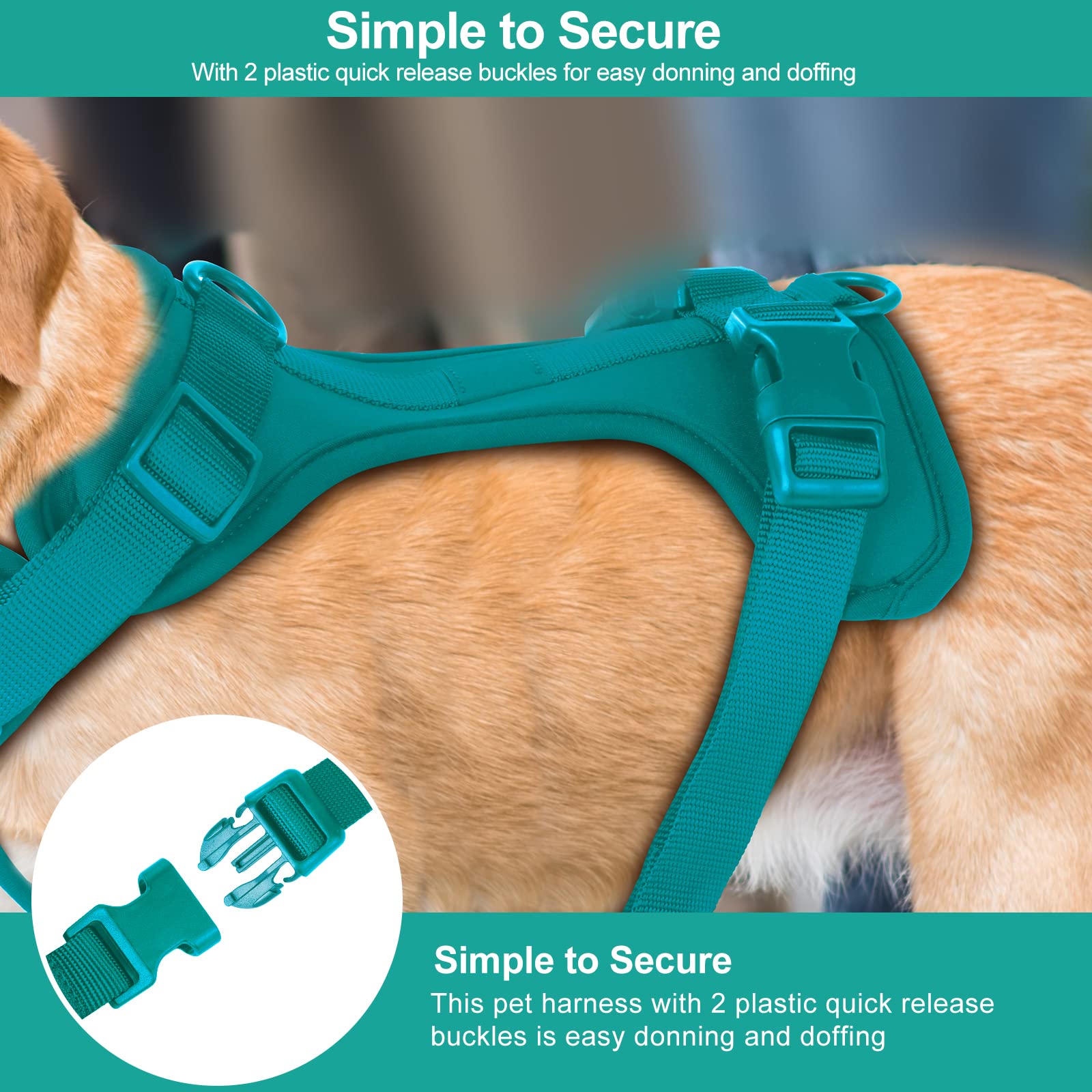 Wisedog No Pull Dog Vest Harness, Soft Nylon, Breathable Mesh, Size S, Emerald Green