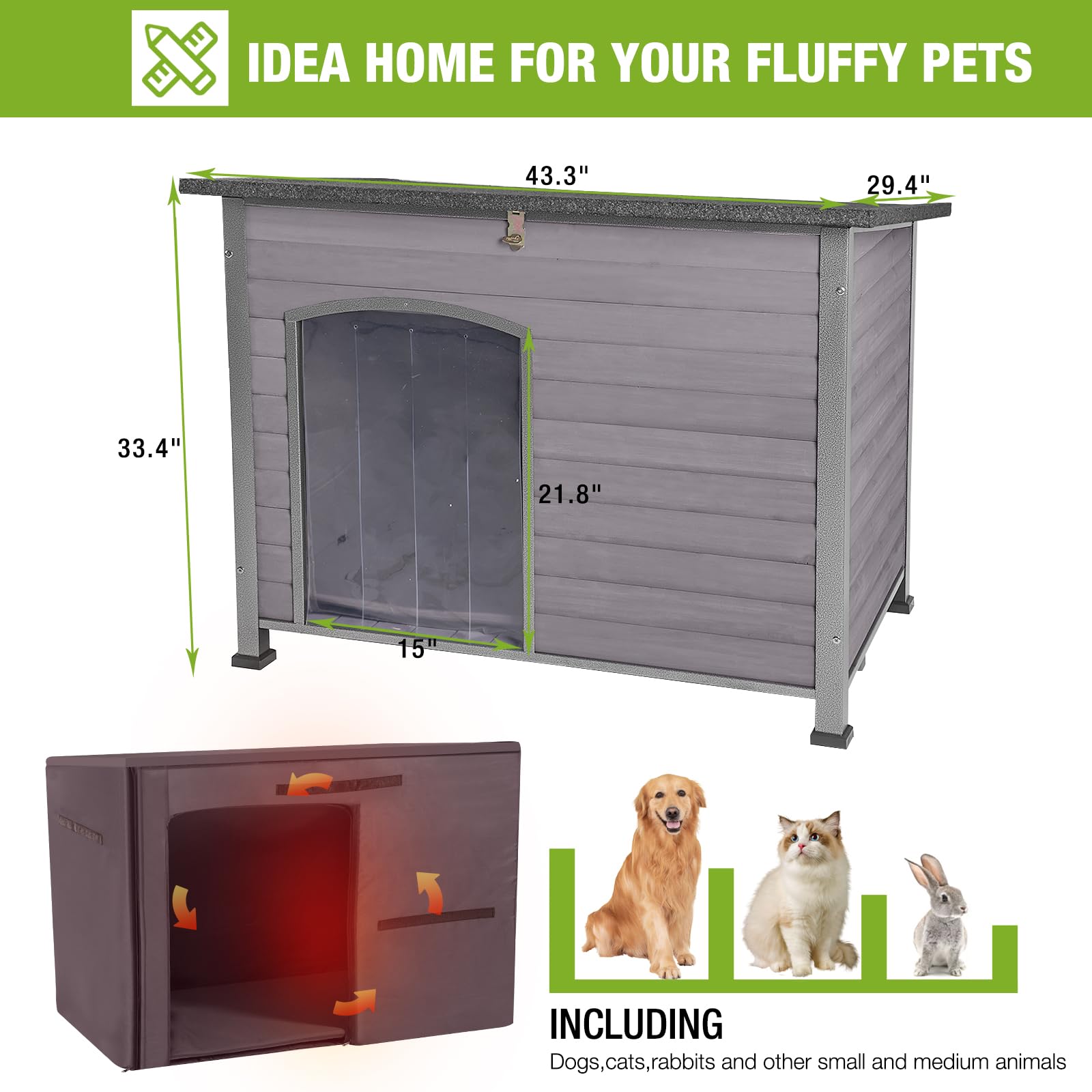 Insulation Dog House Outdoor Dog Kennle With Liner For Winter,Waterproof