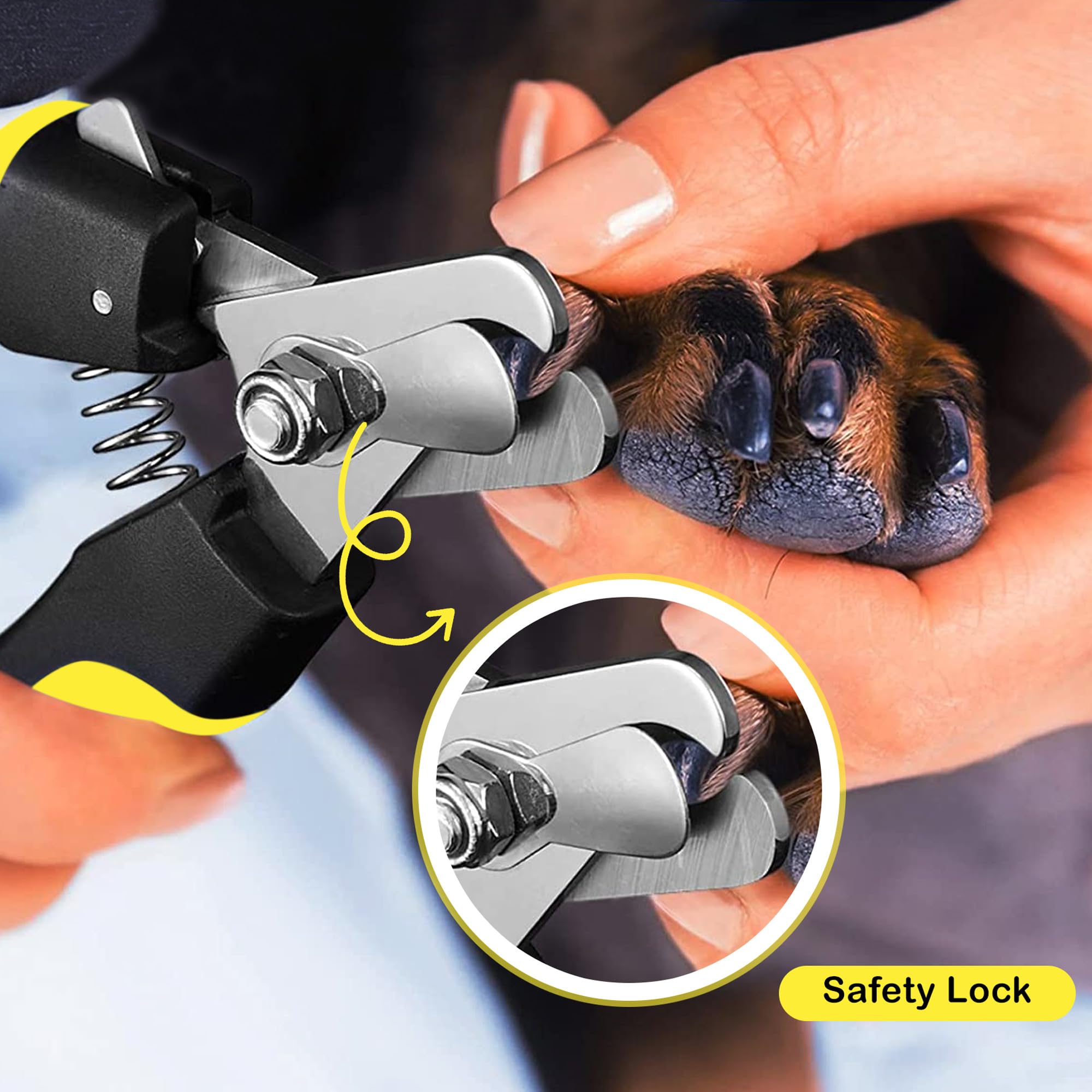 Candure Dog Nail Clippers - Professional Stainless Steel Trimmers for Small to Medium Breeds, Medium Size, Yellow, Model GB