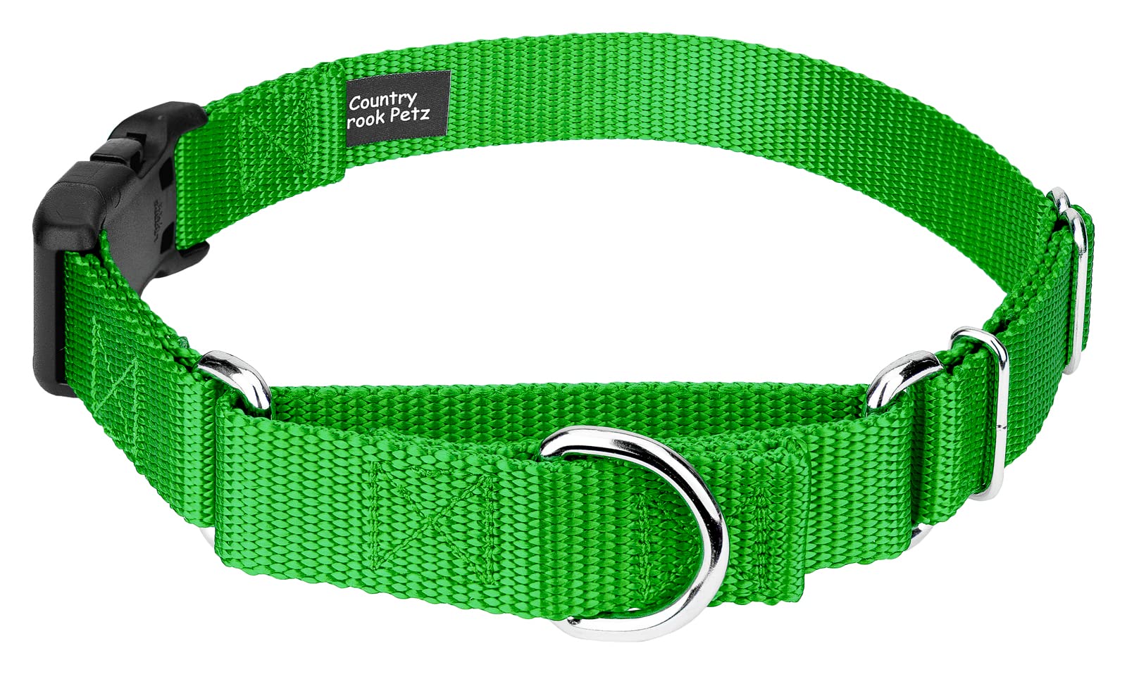 Country Brook Petz - Made In The Usa - Durable Nylon Martingale With Deluxe Buckle - 30+ Vibrant Color Options (Hot Lime Green, 