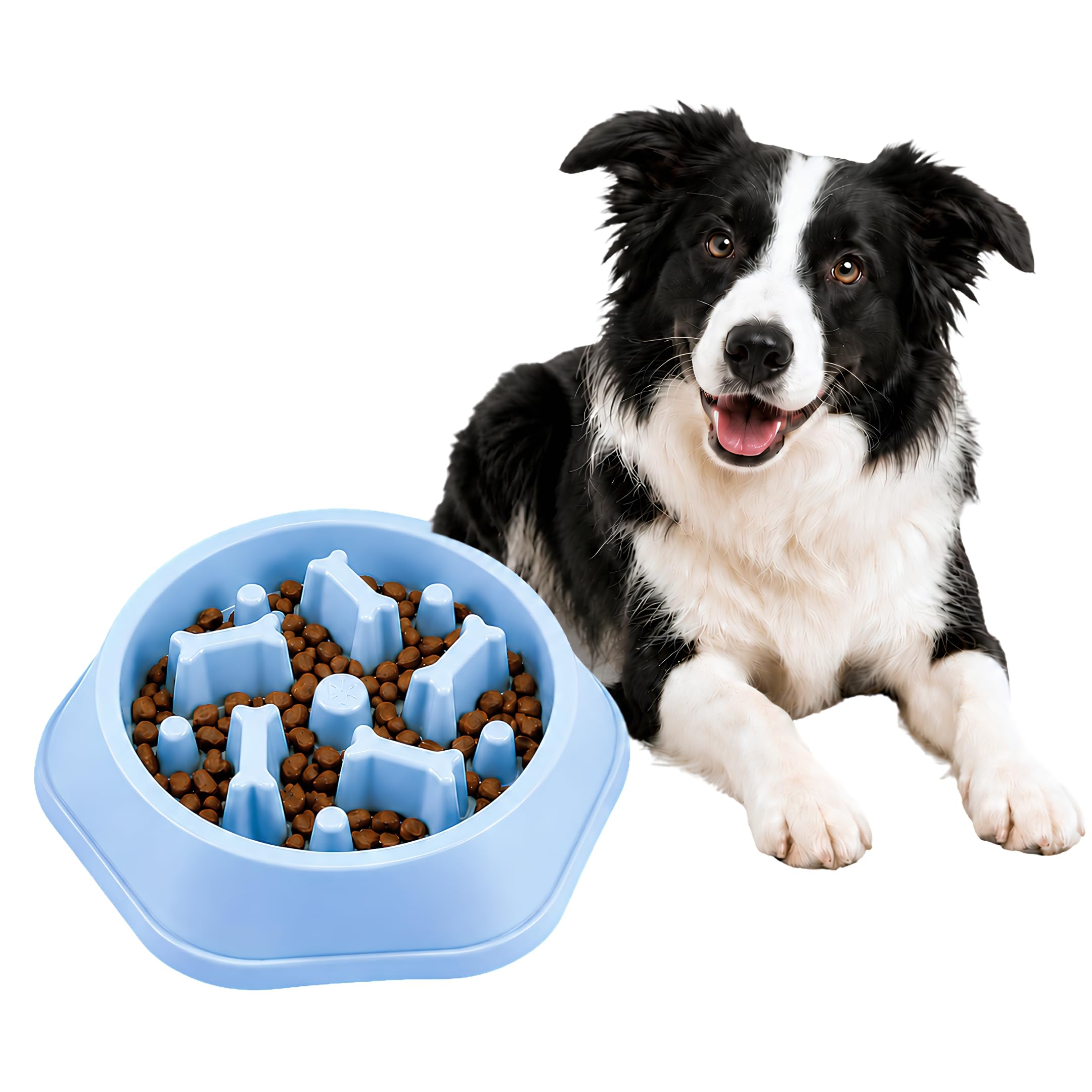 Sniffytails Slow Feeder Dog Bowl  Interactive Puzzle Maze Design, AntiChoking & Bloat Stop, NonSlip Base,Slow Eating Dog Bowl