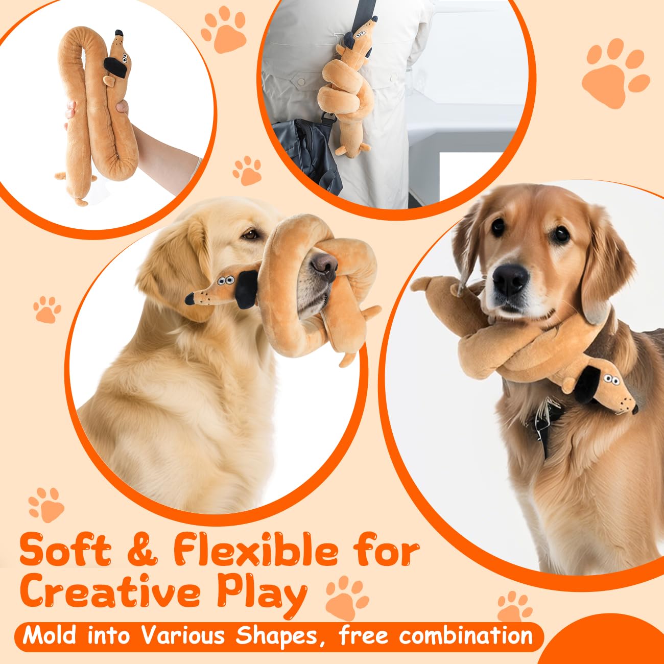 Mewmingle Squeaky Plush Dog Toy For Aggressive Chewer, Stuffed Animal Toy With Squeaker, Durable Interactive Puppy Chew Toy For