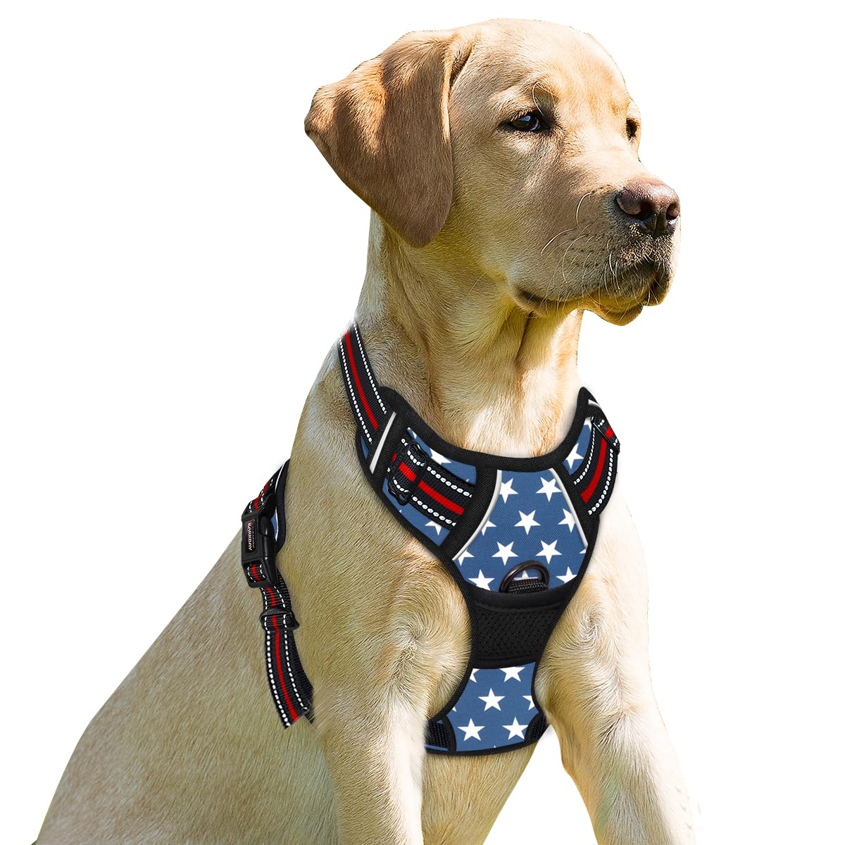 BARKBAY No Pull Dog Harness Front Clip Heavy Duty Reflective Easy Control Handle for Large Dog Walking(Star,XL)
