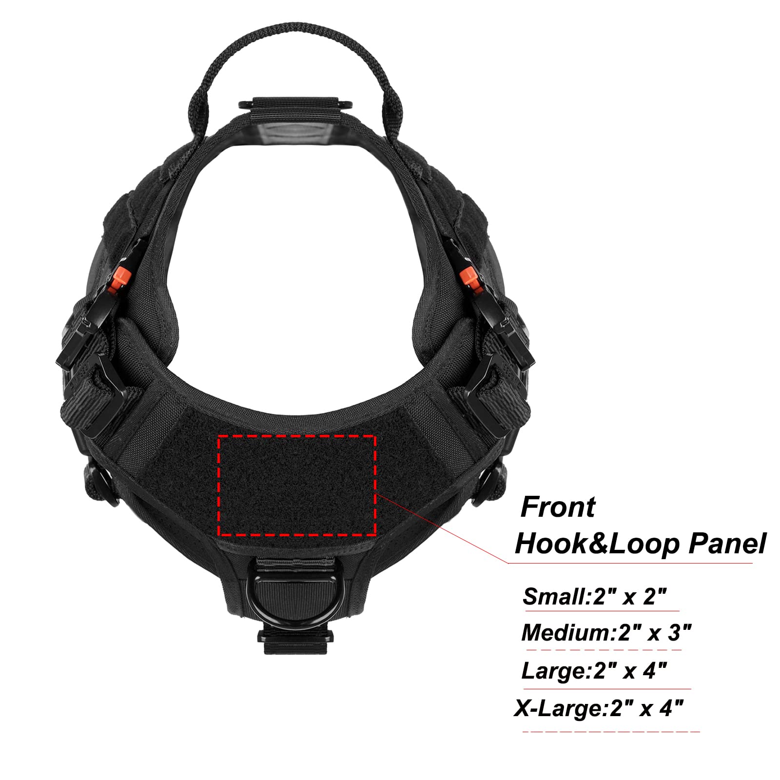 Icefang Tactical Dog Harness ,Medium Size, 2X Metal Buckle,Working Dog Molle Vest With Handle,No Pulling Front Leash Clip,Hook A