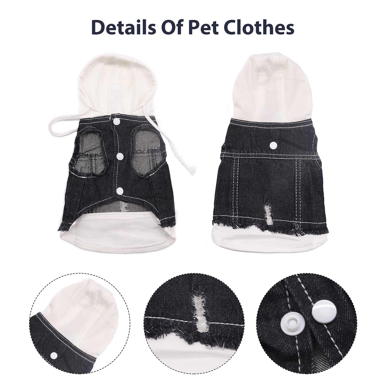 Sild Pet Clothes Dog Jeans Jacket Cool Blue Denim Coat Small Medium Dogs Lapel Vests Classic Hoodies Puppy Blue Vintage Washed Clothes (Plaid Hat,M)