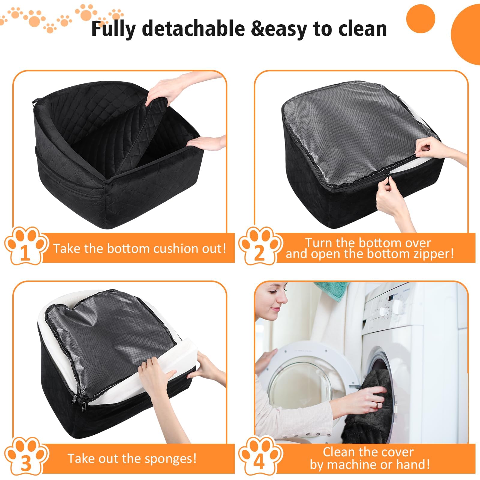 Neezukar Dog Car Seat For Small Medium Dogs,Detachable Washable Dog Booster Seat Under 30Lbs, Pet Car Seat Travel Bed With Storage Pockets And Dog Safety Belt (Black)