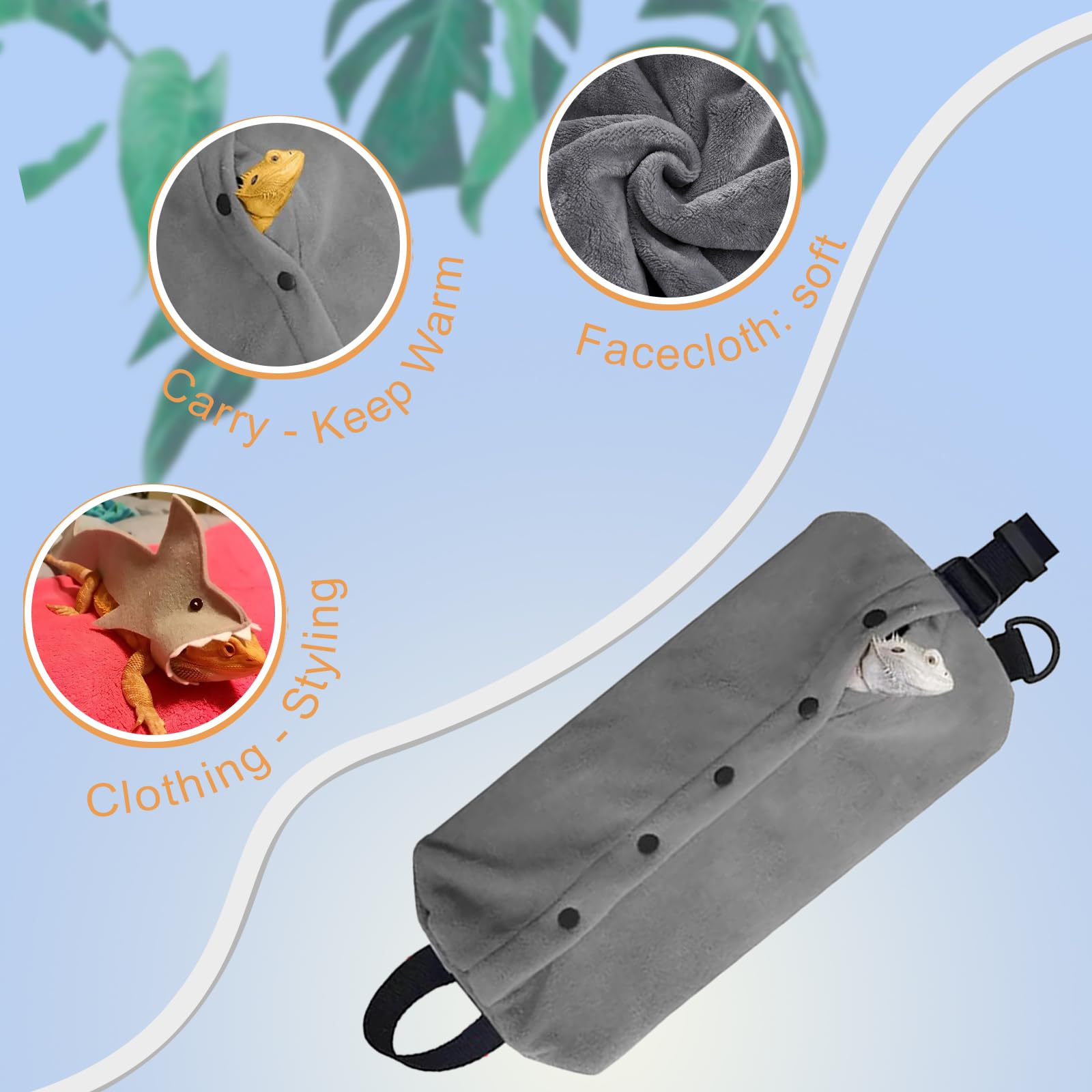 Bearded Dragon Carrier Set, Reptile Carrier Kit Includes Bearded Leash, Shark Costume, Bearded Dragon Harness Vest with Costume