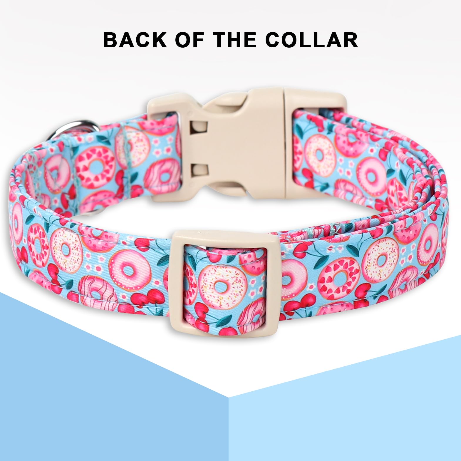 Unique Style Paws Summer Dog Collar,Hot Pink Doughnut Collars For Dog Cotton Pink Cherry Puppy Collar Suitable For Small,Medium,