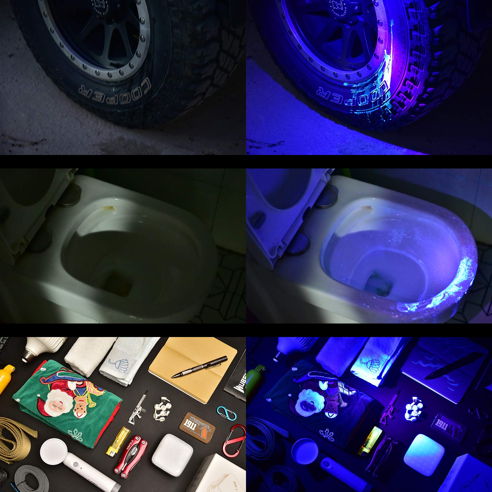 PEETPEN Black Light Flashlight USB Rechargeable 395nm UV LED Blacklight Ultraviolet Waterproof Flashlights Detector for Pets Dog