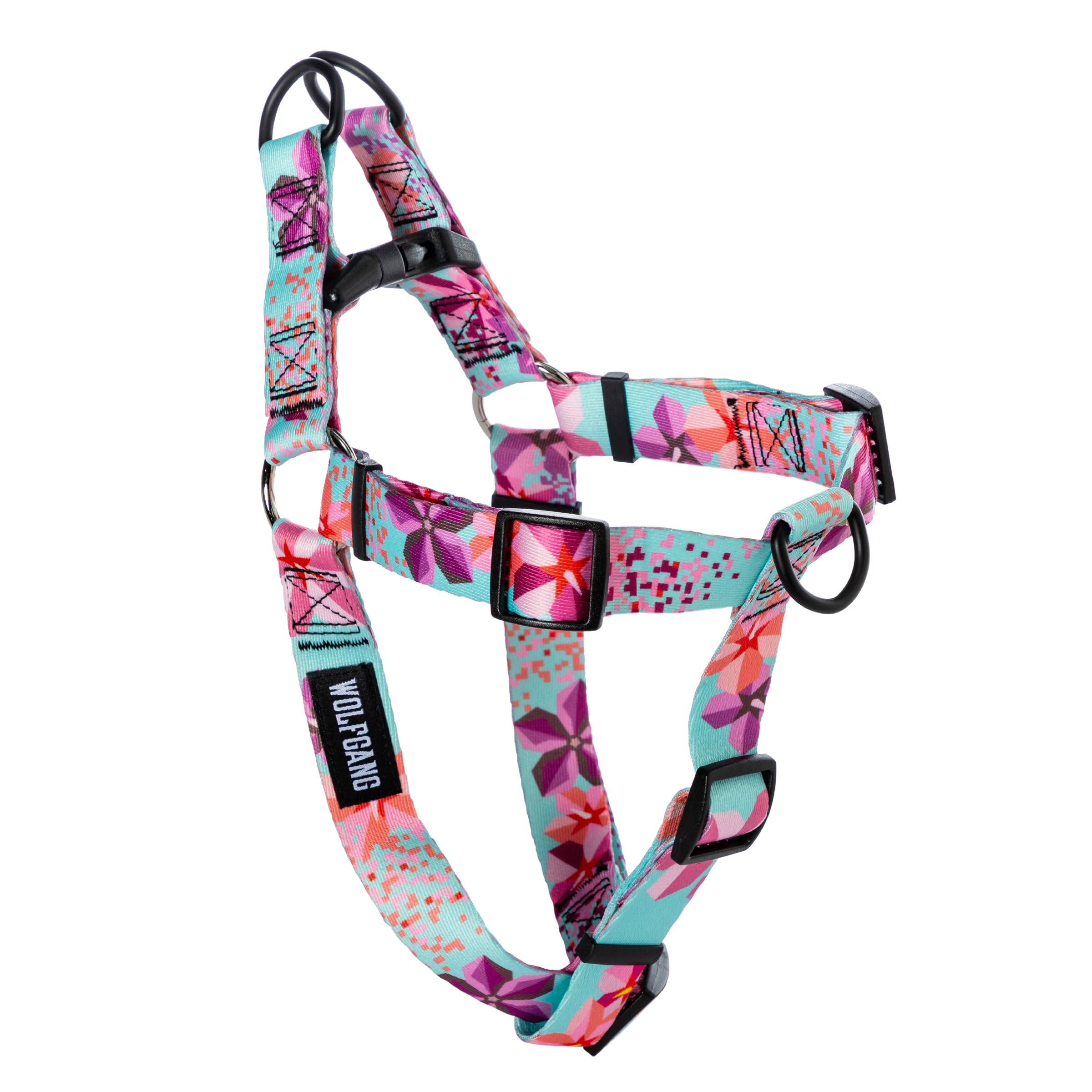 Wolfgang Heavy Duty Adjustable Dog Harness, Pull-Tested to Over 800 lbs for Walking & Training, DigiFloral Print, Large