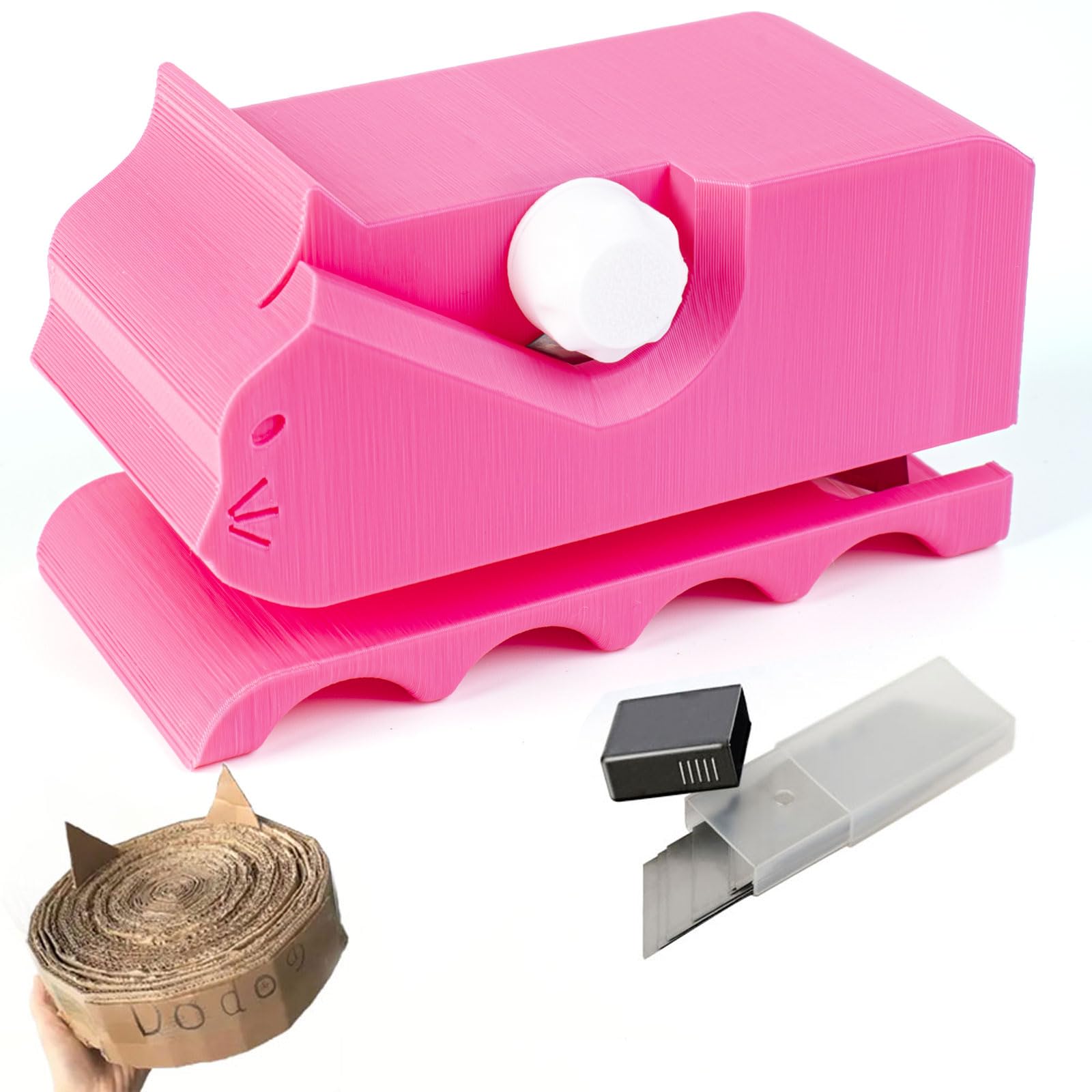 Enpato Cardboard Cutter for Cat Scratchers with 10pcs Blade,3D Printed Card Board Cutter Kids DIY Cat Scratchers Cardboard Strip