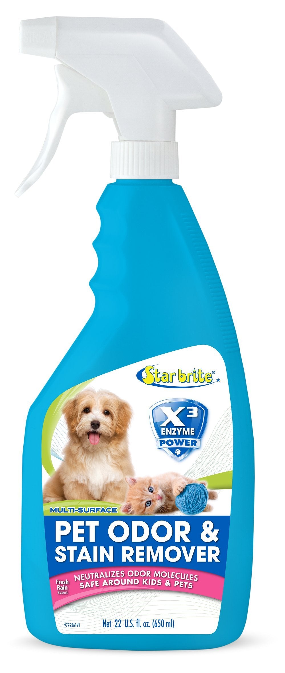 STAR BRITE Multi-Surface Pet Odor & Stain Remover Spray - Triple Enzyme Neutralizer - 22 OZ (09722)