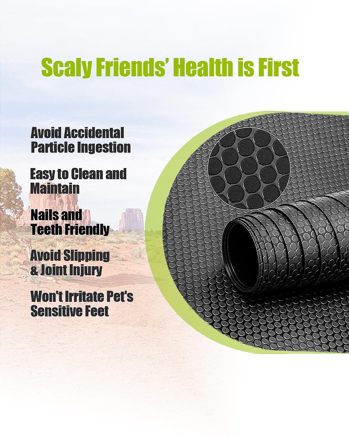 Helidrago Bearded Dragon Tank Accessories - Black Mat 4x2x2, Ideal Reptile Substrate for 120 Gallon Enclosure, Model Mat24