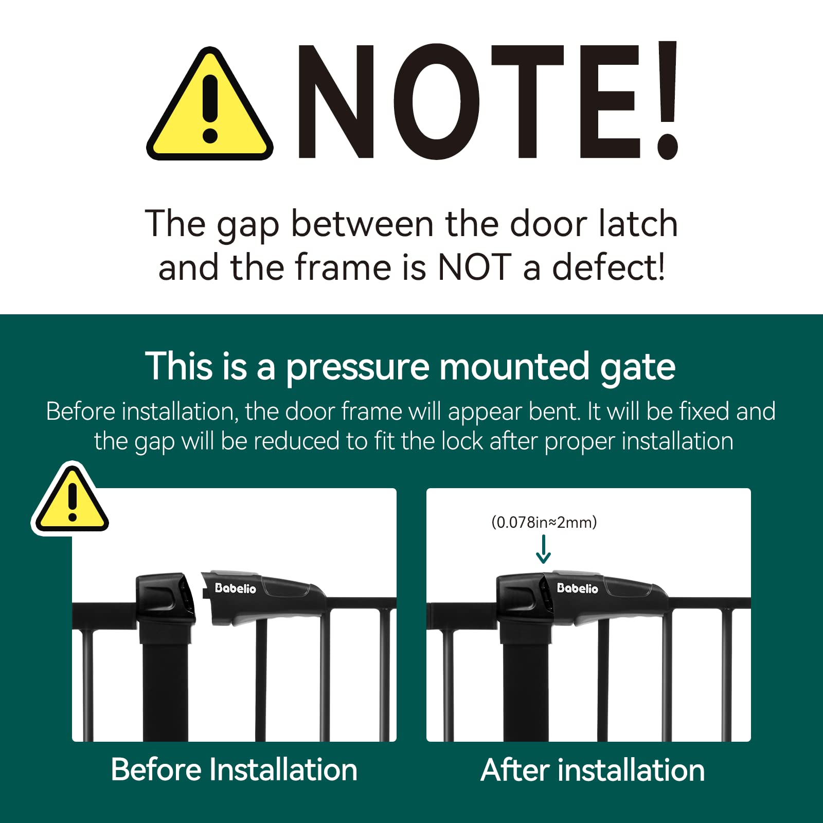 Babelio Baby Gate For Doorways And Stairs, 29-48'' Auto Close Dog/Puppy Gate, Easy Install, Pressure Mounted, No Drilling, Safety Gate W/Door For Child And Pets, 2 Pack Black