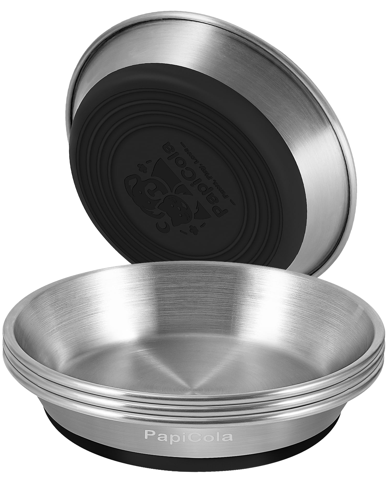 Stainless Steel Cat Bowls 4PCS, Non-Slip cat Food Dishes, Metal Cat Food and Water Bowls, Whisker Friendly with Wide and Shallow
