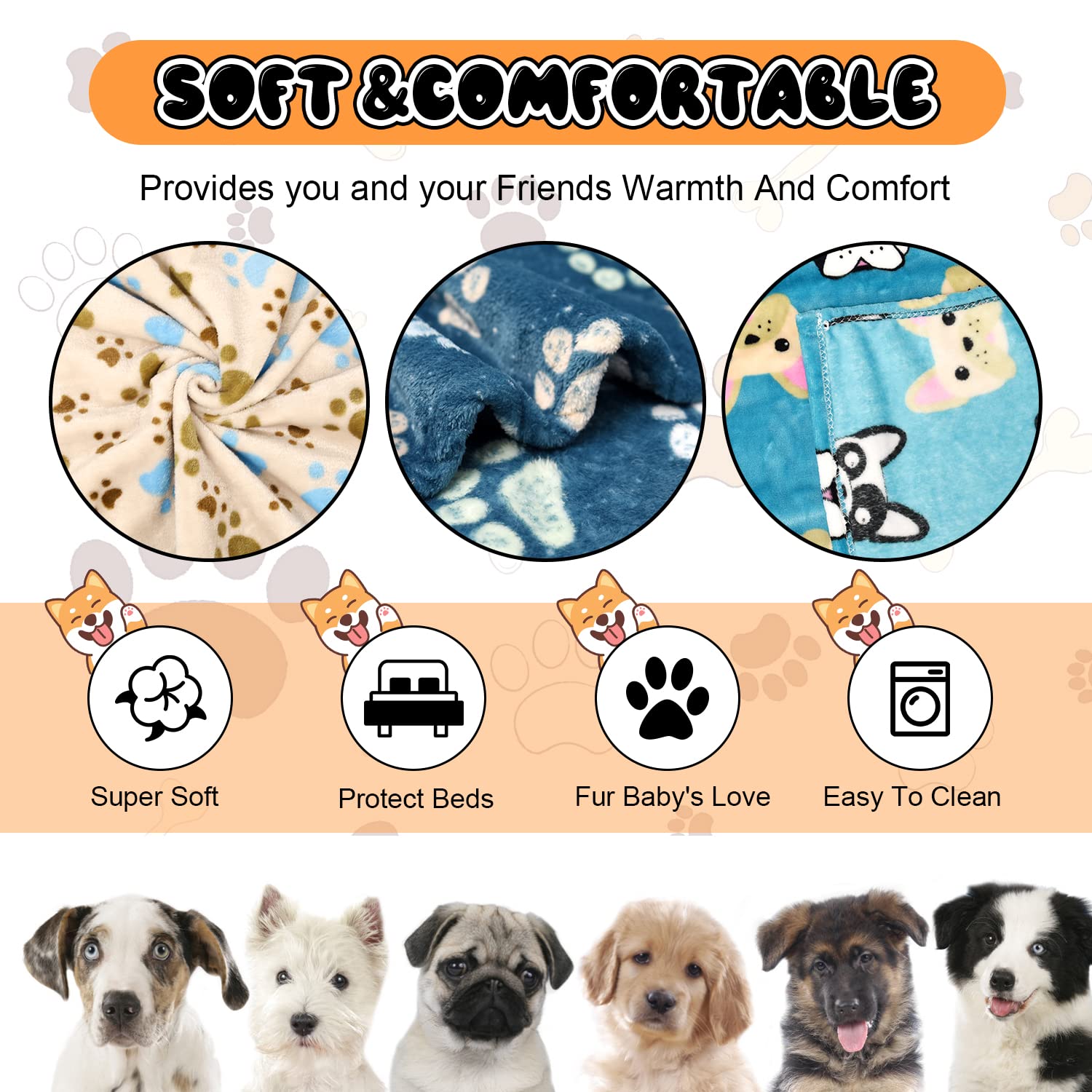 1 Pack 3 Blankets For Dogs Blankets For Medium Dogs Medium Dog Blanket Super Soft Fluffy Premium Fleece Pet Blanket Flannel Throw For Dog Puppy Cat Paw Blanket(30X20 Inch)