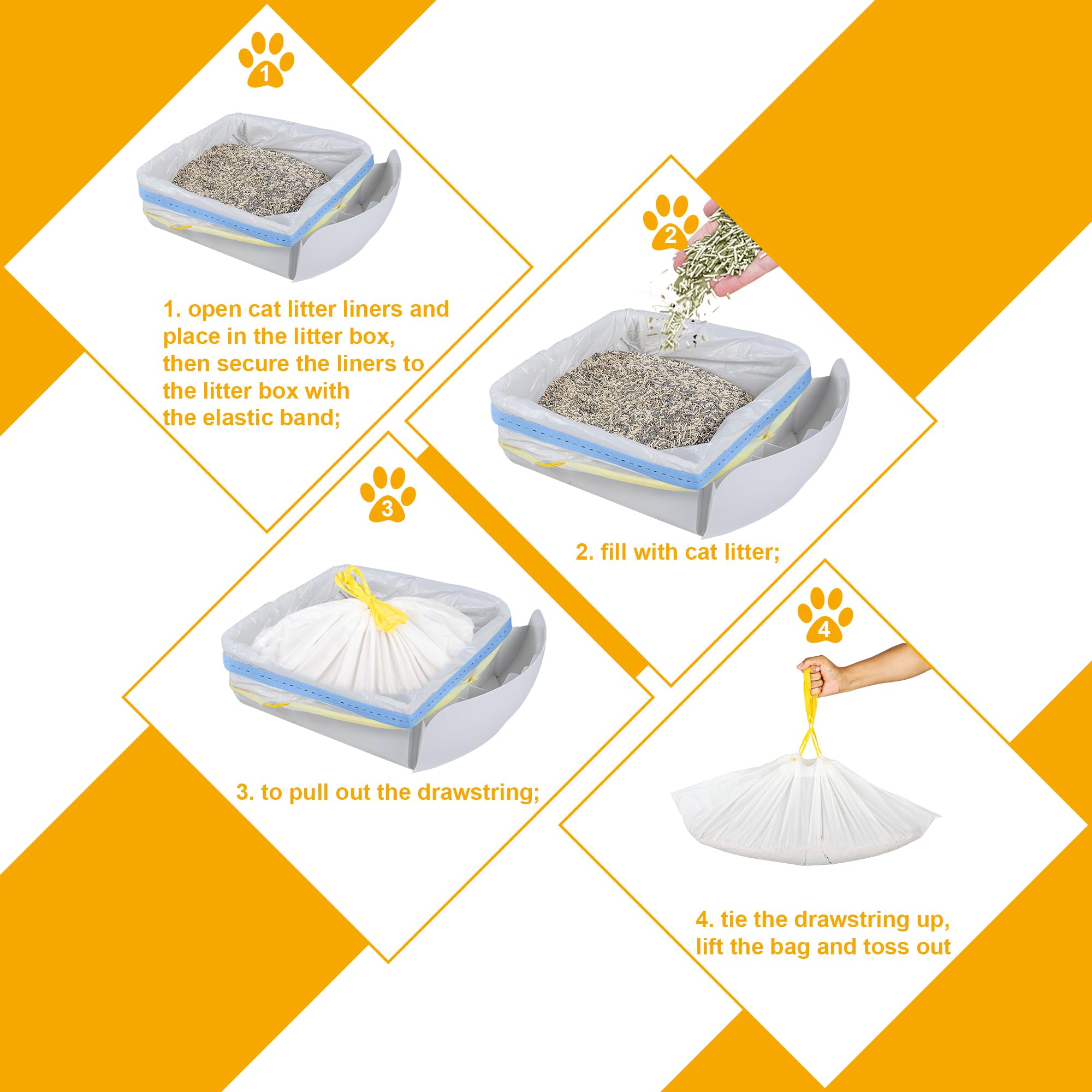 60 Count Cat Litter Pan Liners - Super Thick, Heavy Duty 29.6''X12.6'' Cat Litter Bags, Unscented, Compatible With Cleanpethome