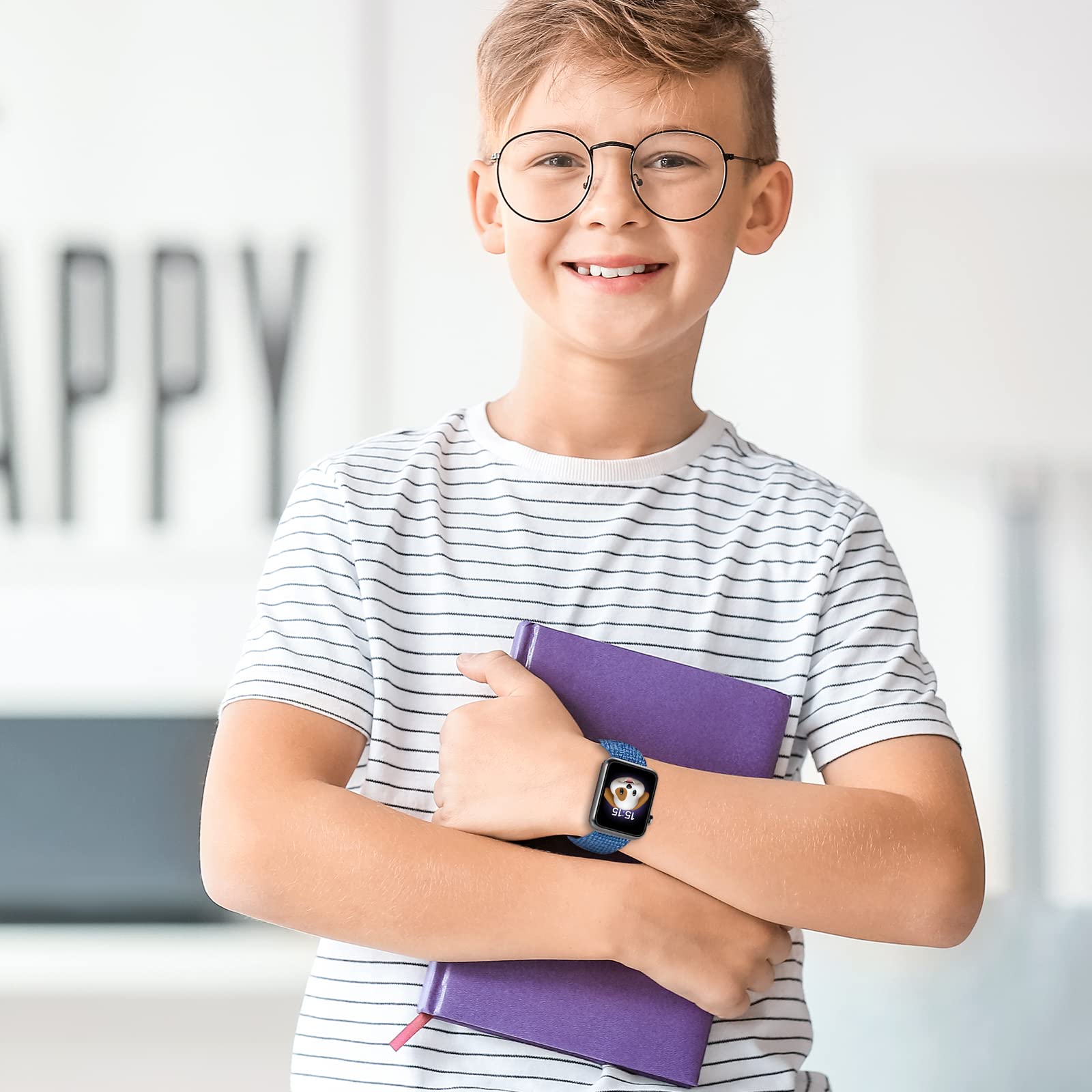 Blackpro For Kids Apple Watch Band, Breathable Soft Nylon Loop Strap For Boy Girl, Compatible With Apple Watch Series 7654321Se
