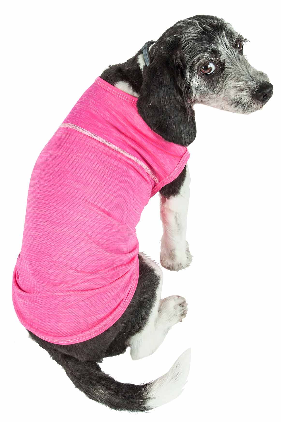 Pet Life Active 'Aero-Pawlse' Heathered Quick-Dry And 4-Way Stretch-Performance Dog Tank Top T-Shirt(D0102H7Lu7Y.)