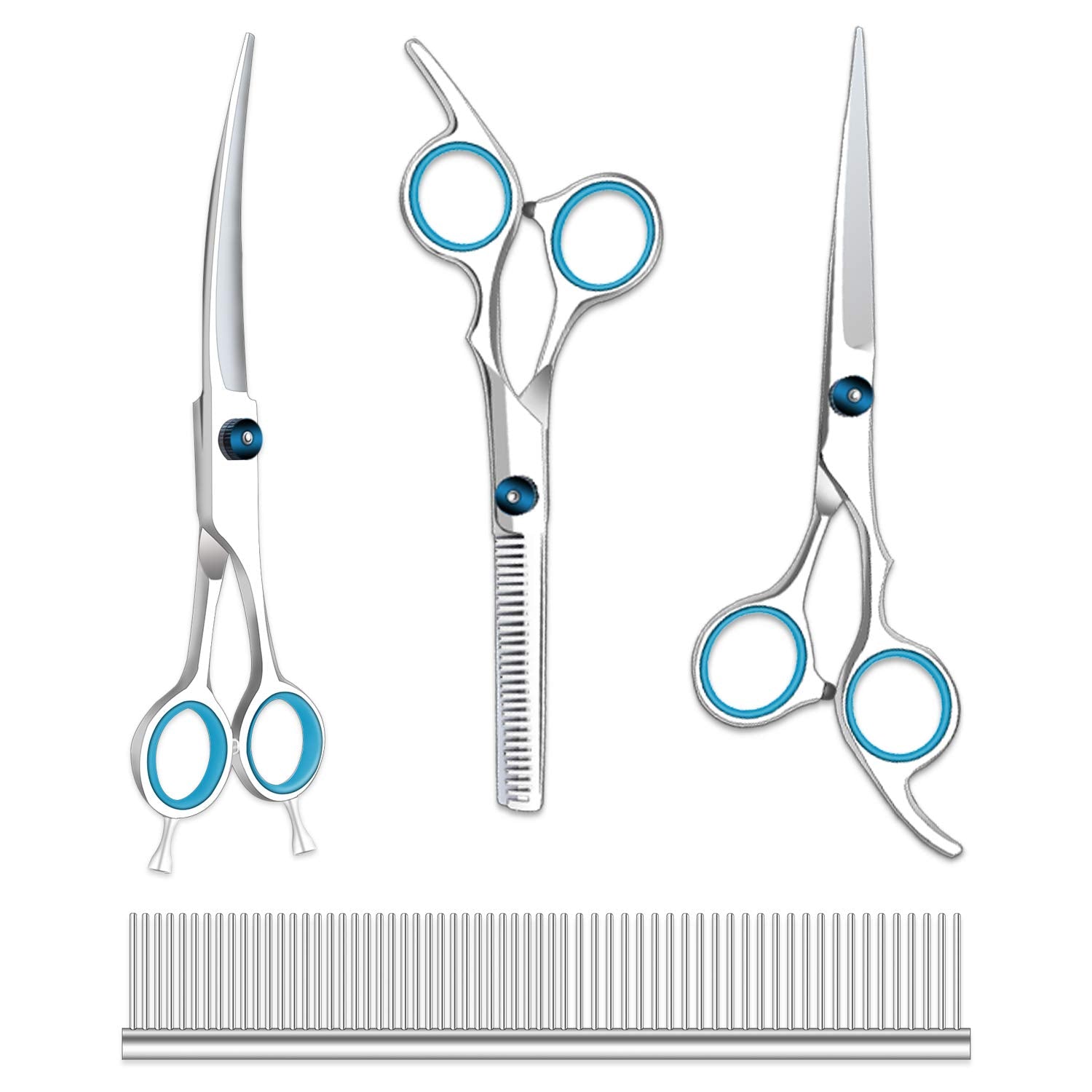 Maxshop Dog Grooming Scissors Kit, Heavy Duty Titanium Stainless Steel Professional Pet Grooming Scissors Kit With Comb, Straigh