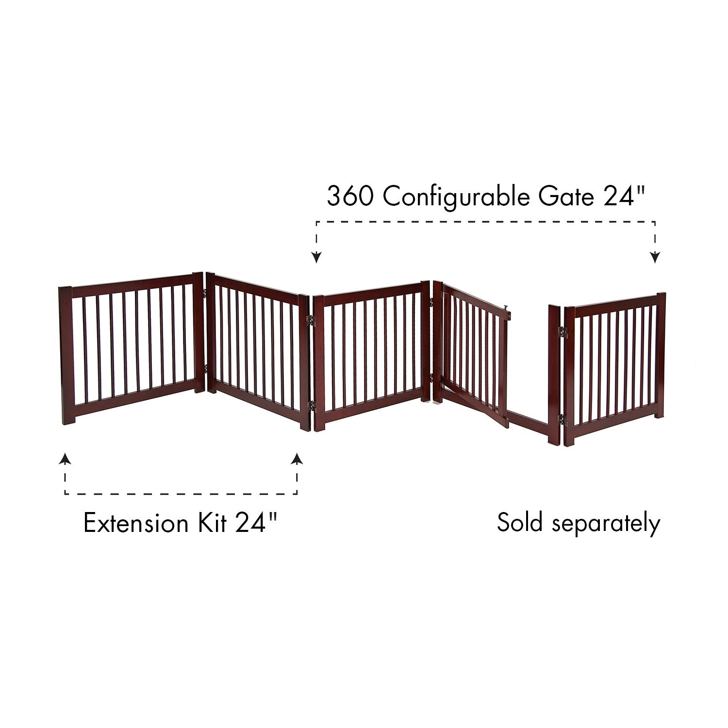 Primetime Petz 33237-E6 Extension Kit for 360 Configurable Walk Through Folding Pet Gate ,Walnut,24