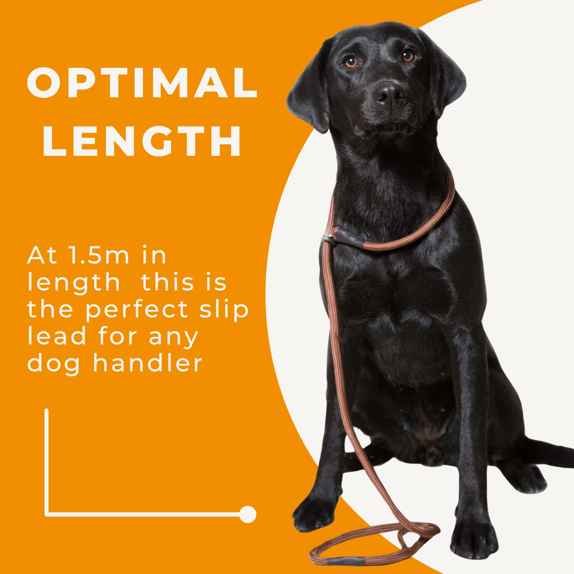 Dog & Field Deluxe Gundog Slip Leash - Brown. Super Soft Braided Nylon Slip Leash For Dogs With Rubber Stopper, Easy To Slip On,