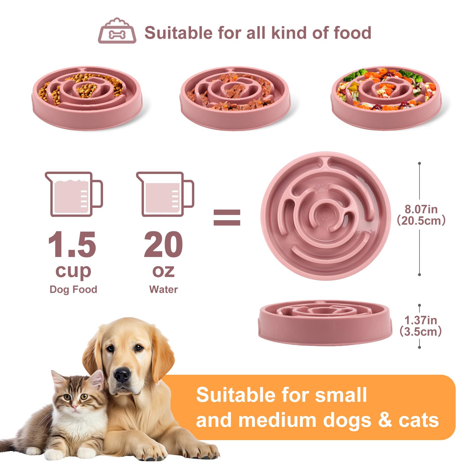 Slow Feeder Dog Bowls, Puzzle Dog Bowl with Anti-Slip, Slow Feeder & Non-Slip Design, Boredom and Anxiety Reducer, Suitable for