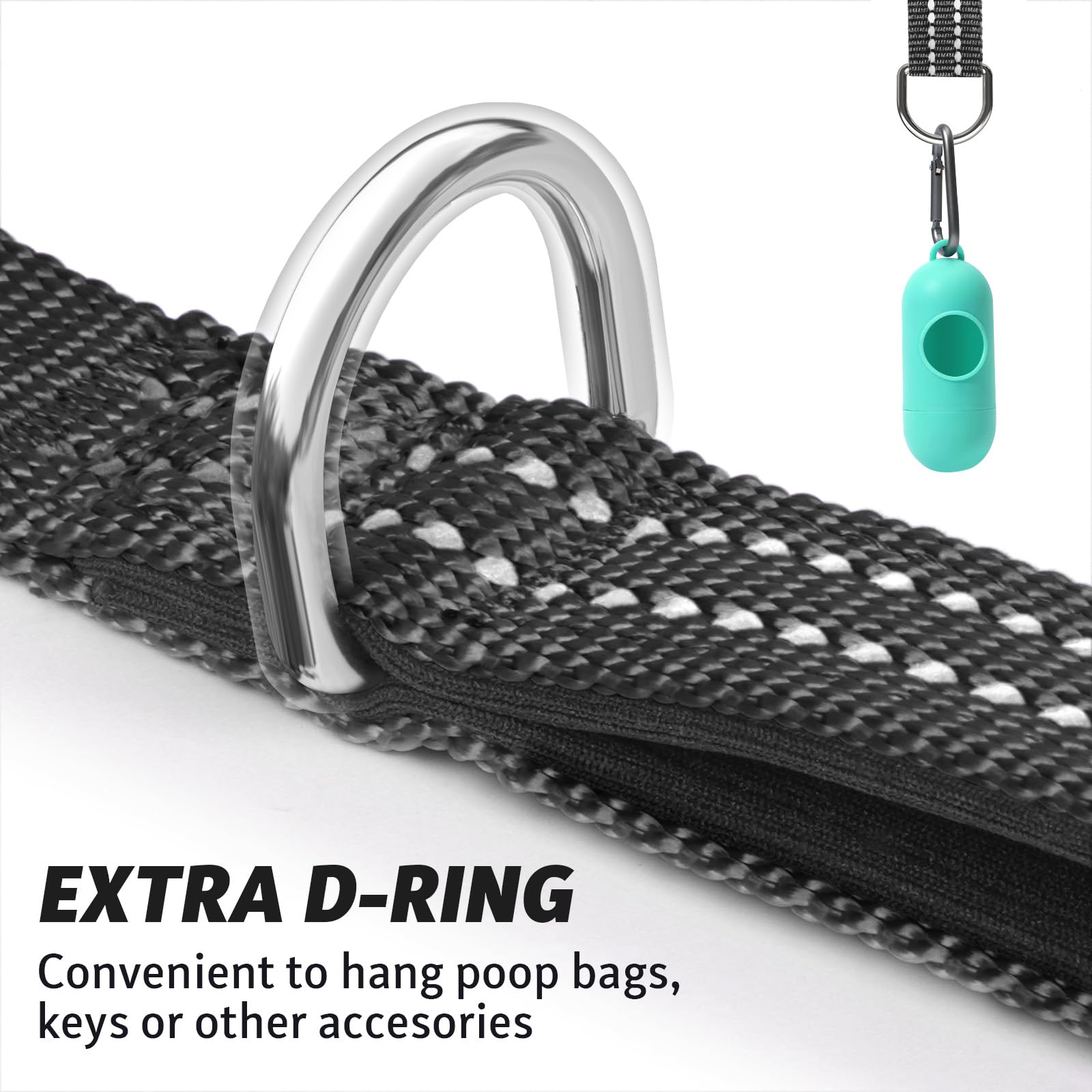 Xiaz 50 Feet Dog Training Leash, Nylon, Black, Reflective, Padded Handle, 550 Lbs Bearing, Lightweight Suitable For Small, Mediu